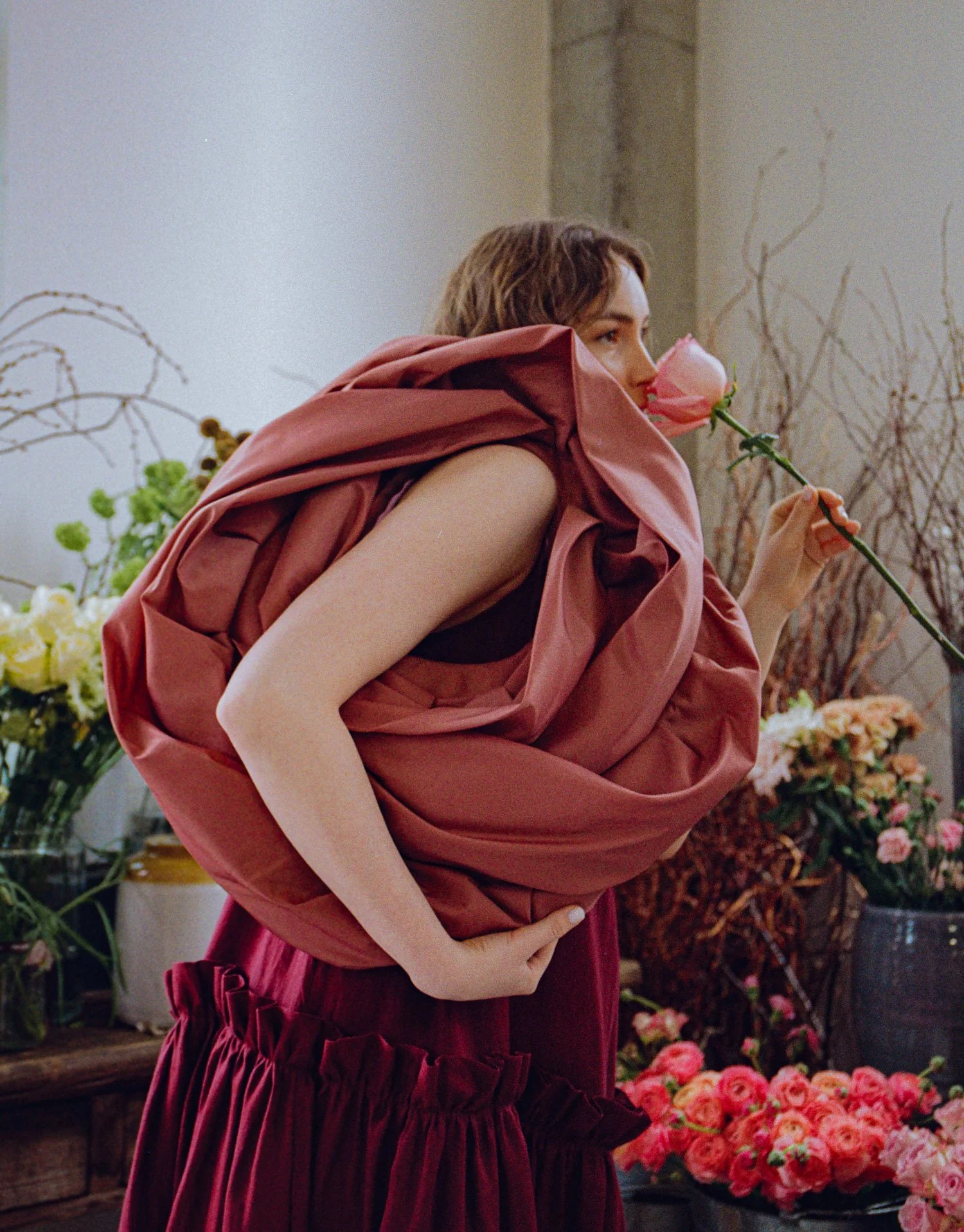 Large Rose Tote in Techno Taffeta