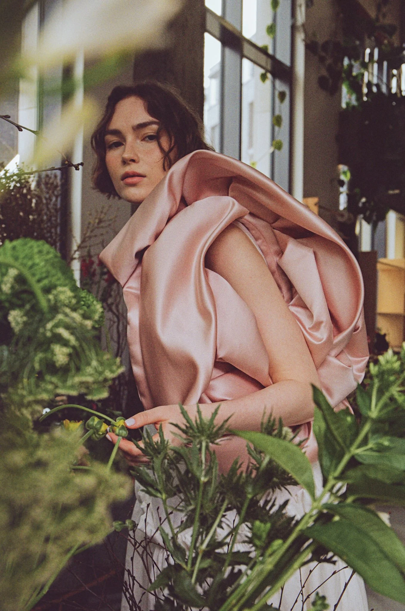 Large Rose Tote Blush Satin