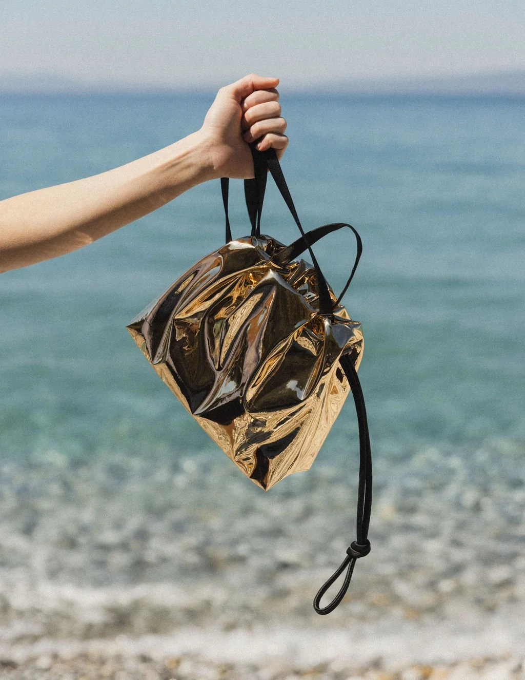 Mirror Scrunch Bag Molten Gold