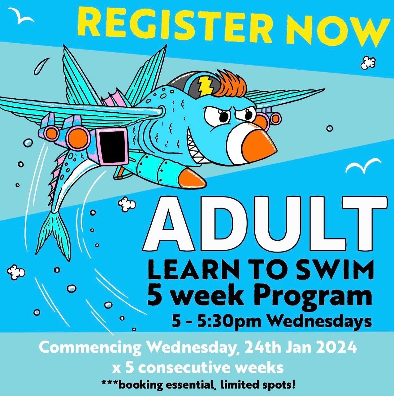 Due to a popular demand we have opened up a new Adult Learn to Swim Program. Total for the 5 lessons is $90. If you are interested, get in touch today as we can&rsquo;t wait to help you on your learning to swim journey!! 💦
