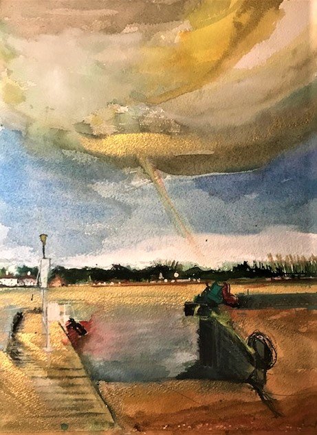 Bawdsey, Felixstowe, watercolour and ink, £120