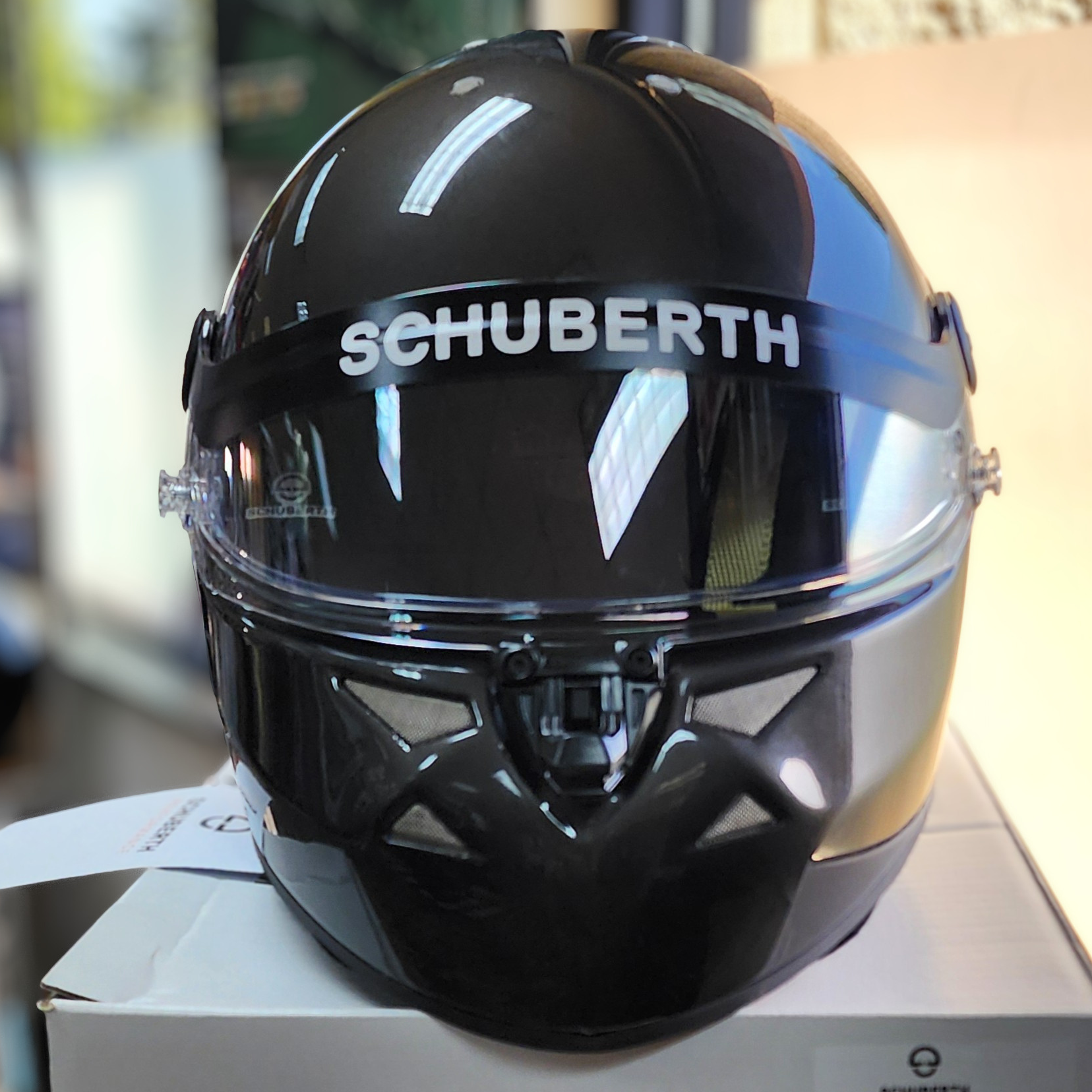 Schuberth SP1 hybrid racing helmet 1 in showroom