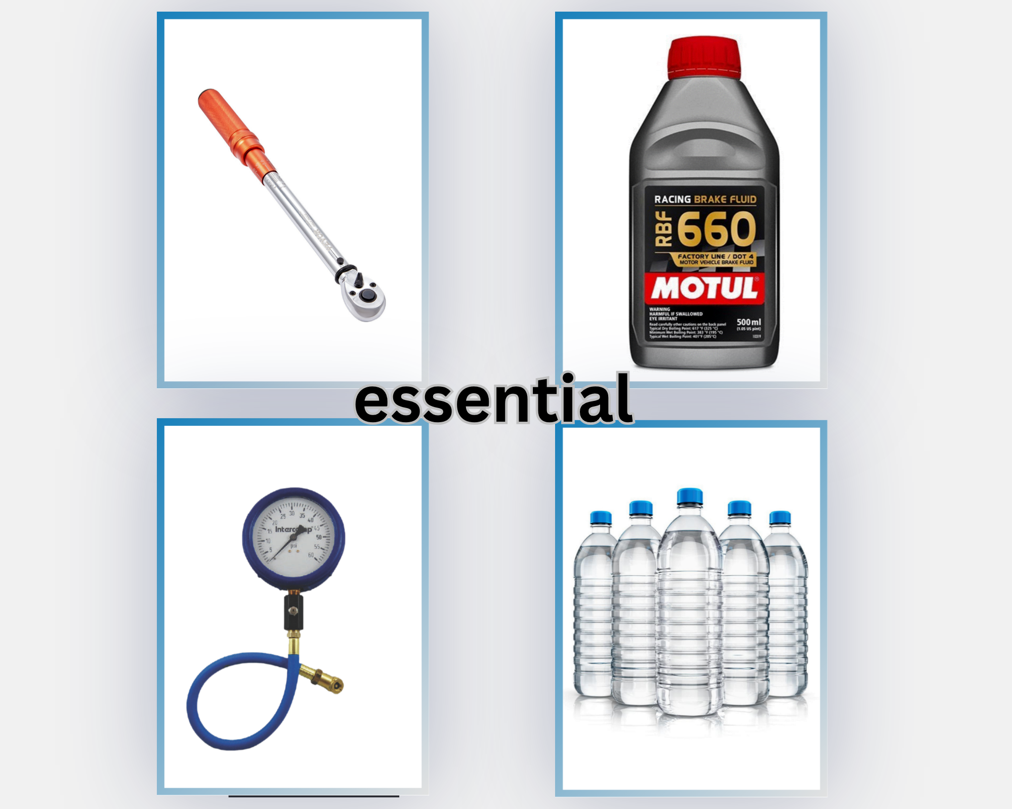 Trackside essential page display 3 showing essential items to bring