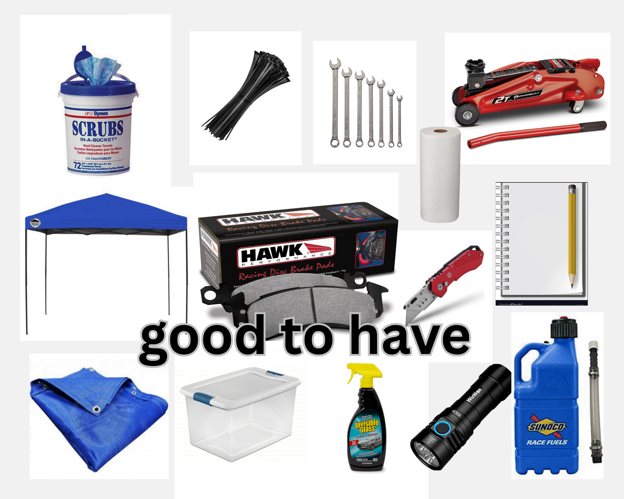 Trackside essential page 5 showing  very useful items to bring to the track 