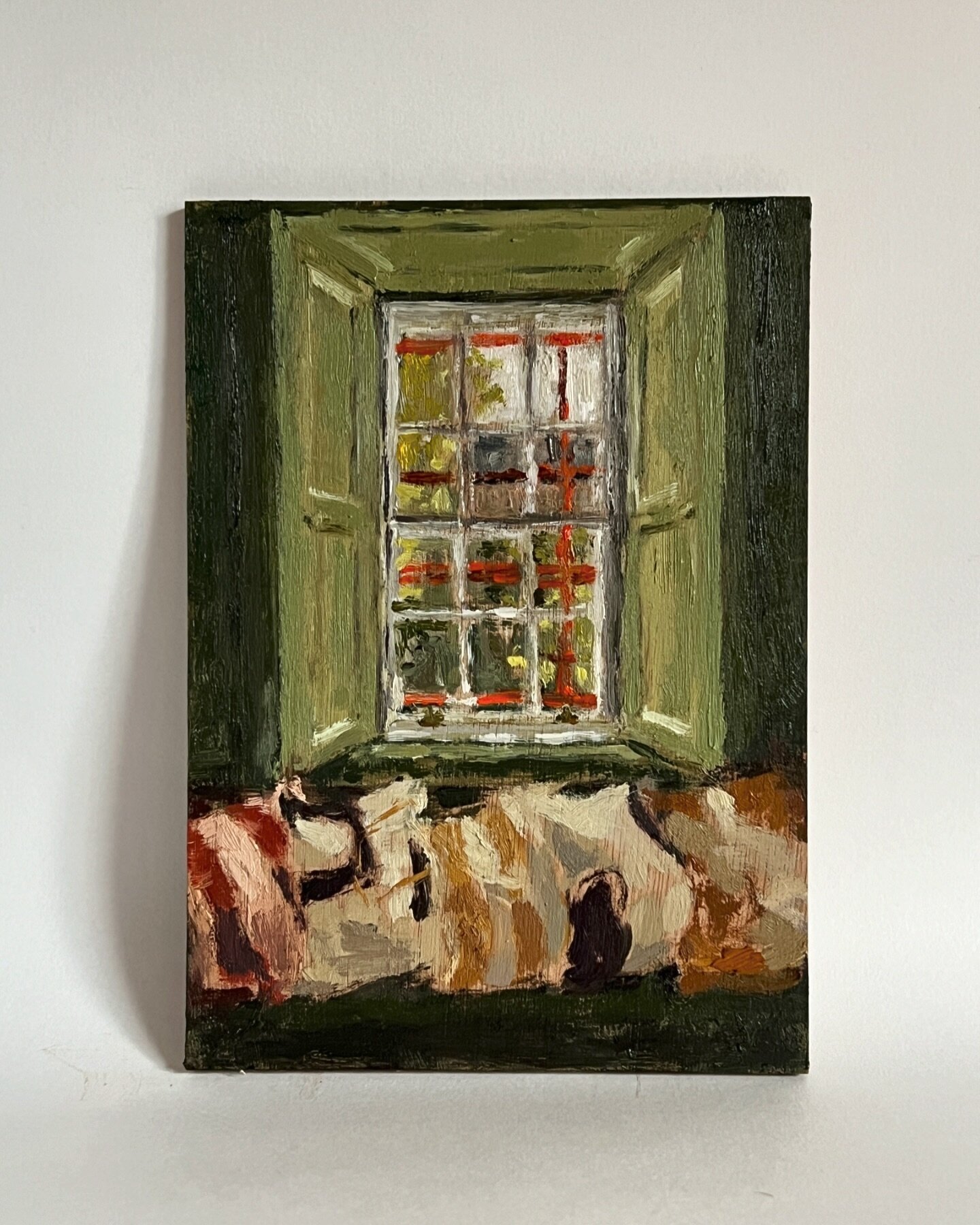 The green room window, St Stephen Street
Oil on panel 13 x 18 cm

Inspired by the interiors of @salonbyfosterbloom and @yeahokbye and the collaboration of Edinburgh based artists and businesses.

This painting will be available at the @borders_art_fa