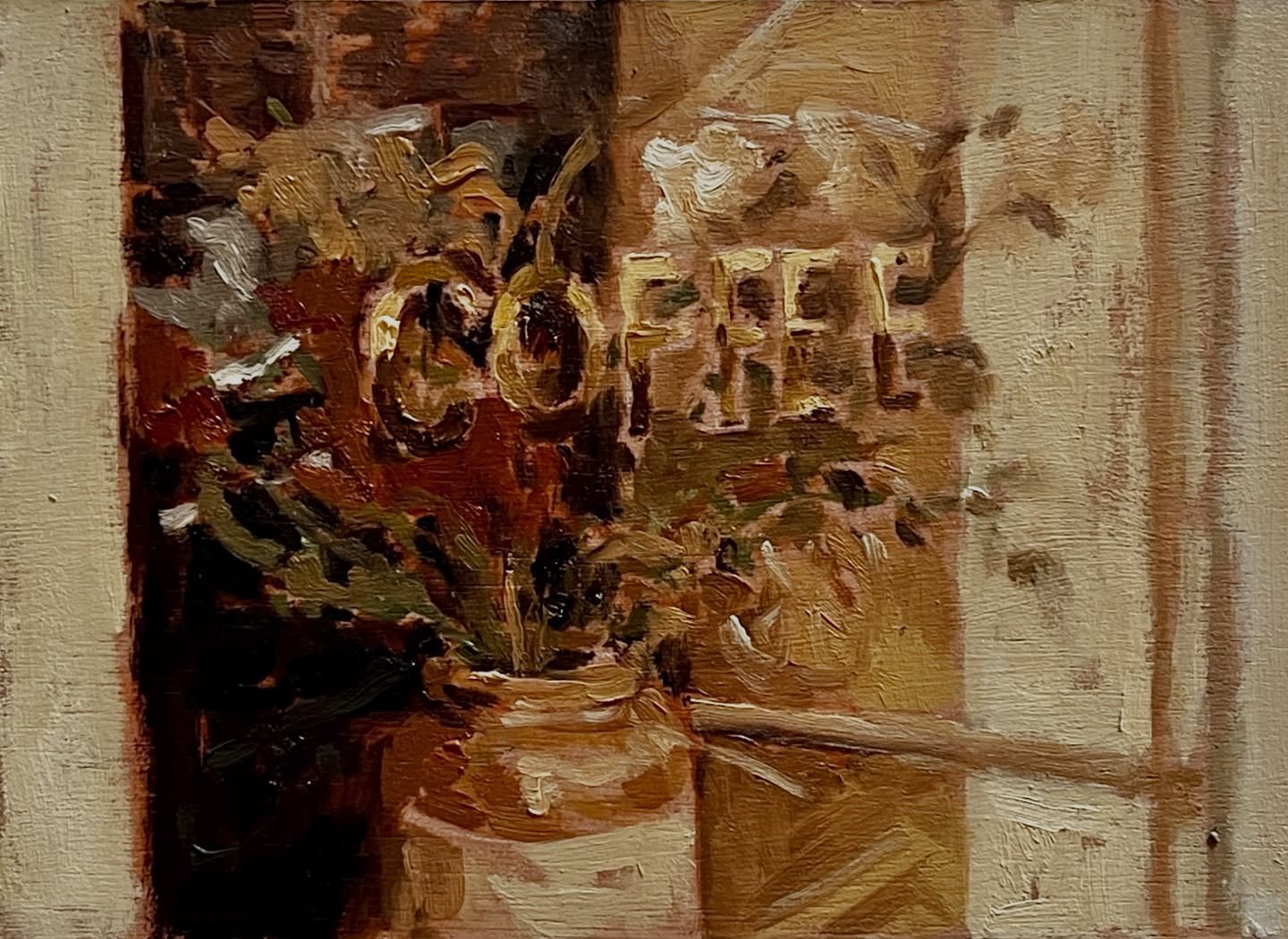 Lannan bakery, coffee
Oil on wood panel
18 x 13 cm
Sold

From my show earlier this year, &lsquo;haunts&rsquo;, at The Open Eye Gallery.

Yes, another painting of this window. I&rsquo;m starting to feel like a creepy peeper 👻 

#oilpainting #contempo