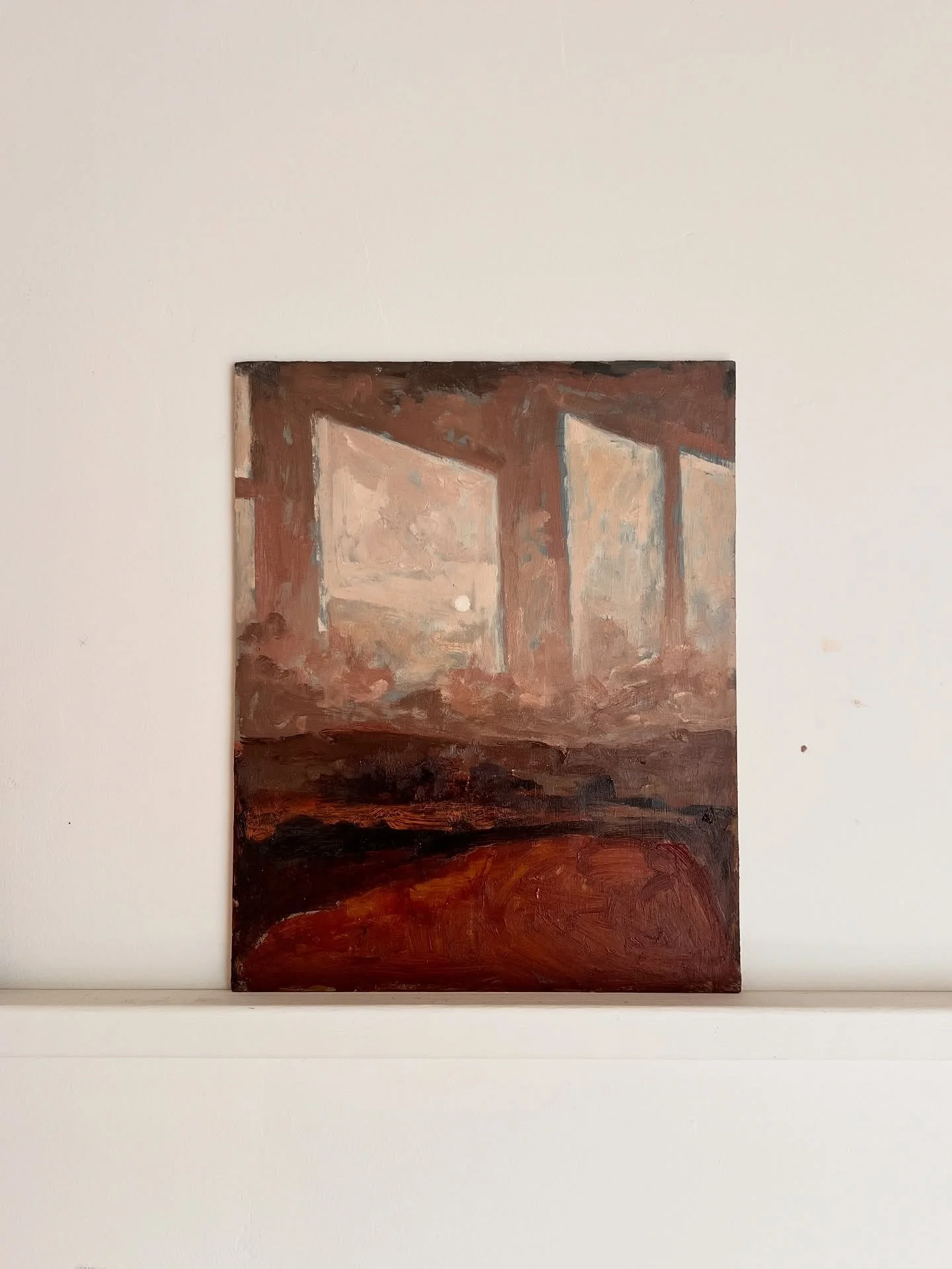 Waxing gibbous, November (2)
Oil on wood panel
25 x 20 cm

Another painting of window reflections 

#oilpainting #scottishbordersartist #scottishartist #contemporarypainting