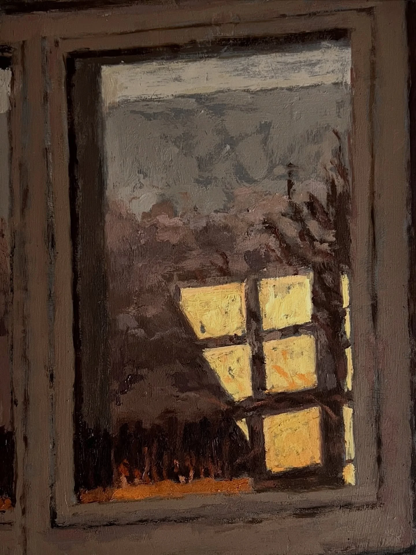 Studio window
Oil on wood panel

The sky and trees reflecting onto the window outside my studio, with the light shining into the room.

#oilpainting #scottishartist #scottishbordersartist #contemporarypainter