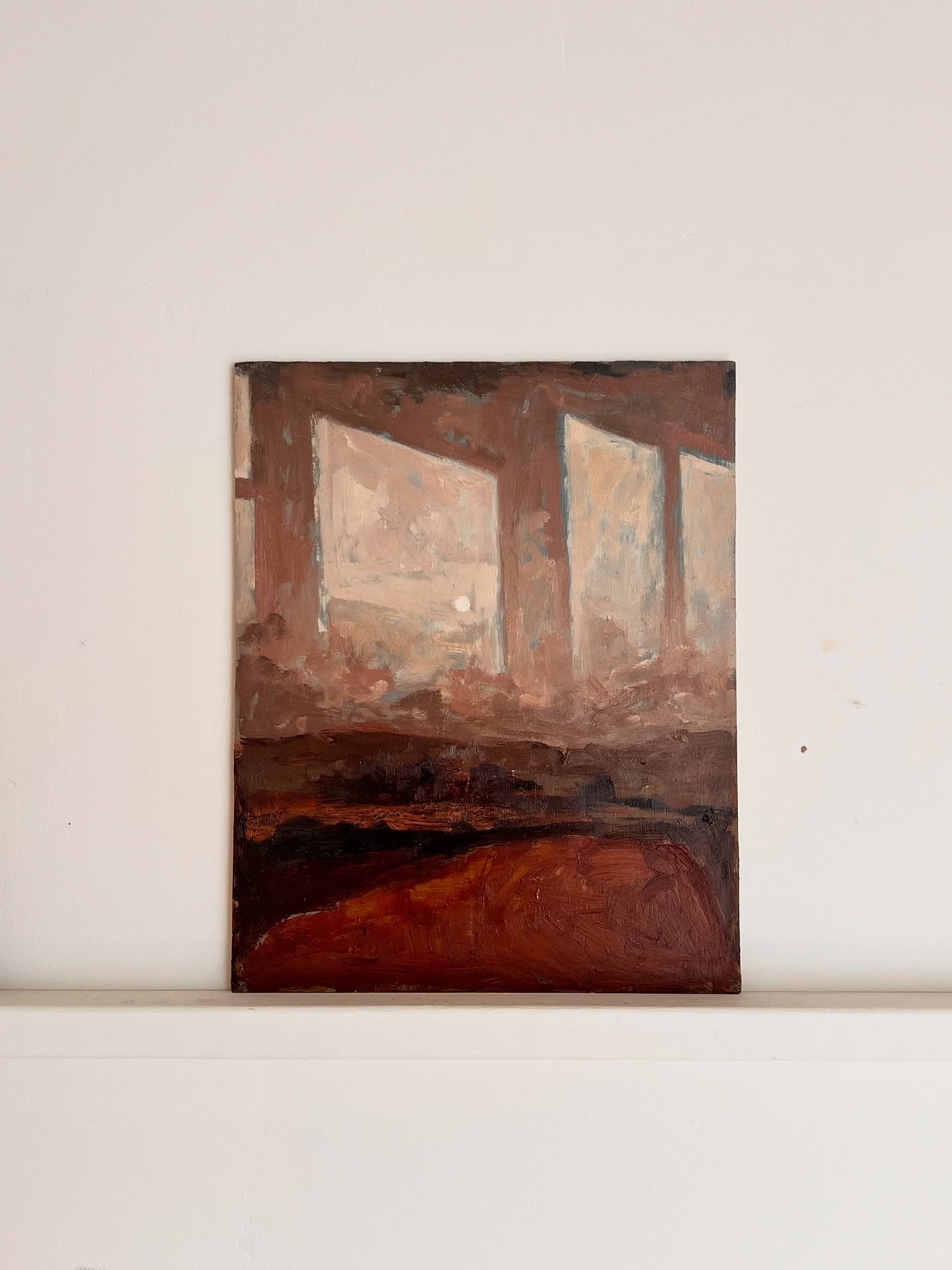 Waxing gibbous, November (2)
Oil on wood panel
25 x 20 cm

Another painting of window reflections 

#oilpainting #scottishbordersartist #scottishartist #contemporarypainting