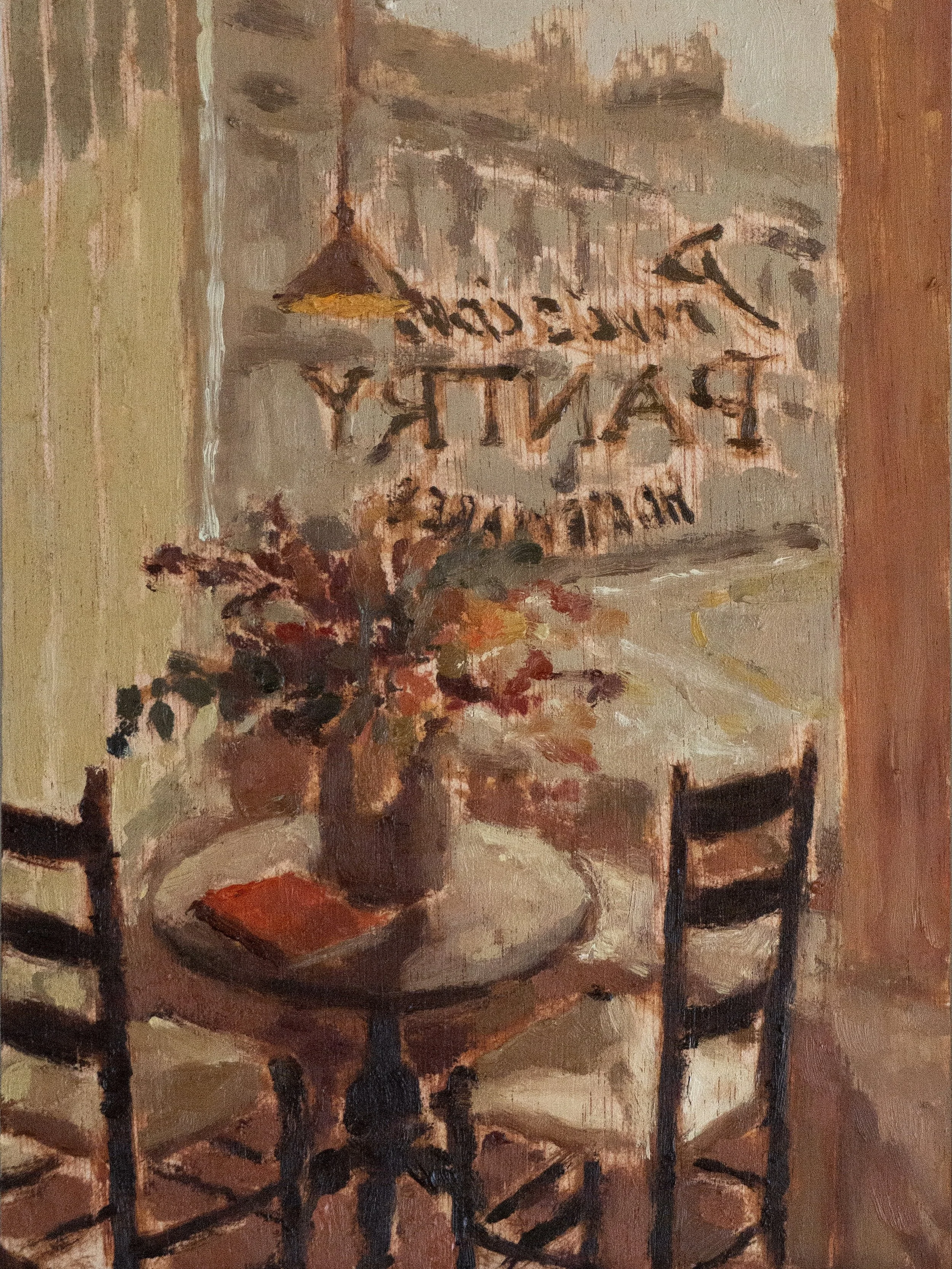 The Pantry, interior
Oil on wood panel
12.7 x 17.7 cm
sold

This painting was particularly meaningful to me considering the combination of creatives all coming together in one scene.

We&rsquo;ve got the space itself, Lannan Pantry, which has been cr