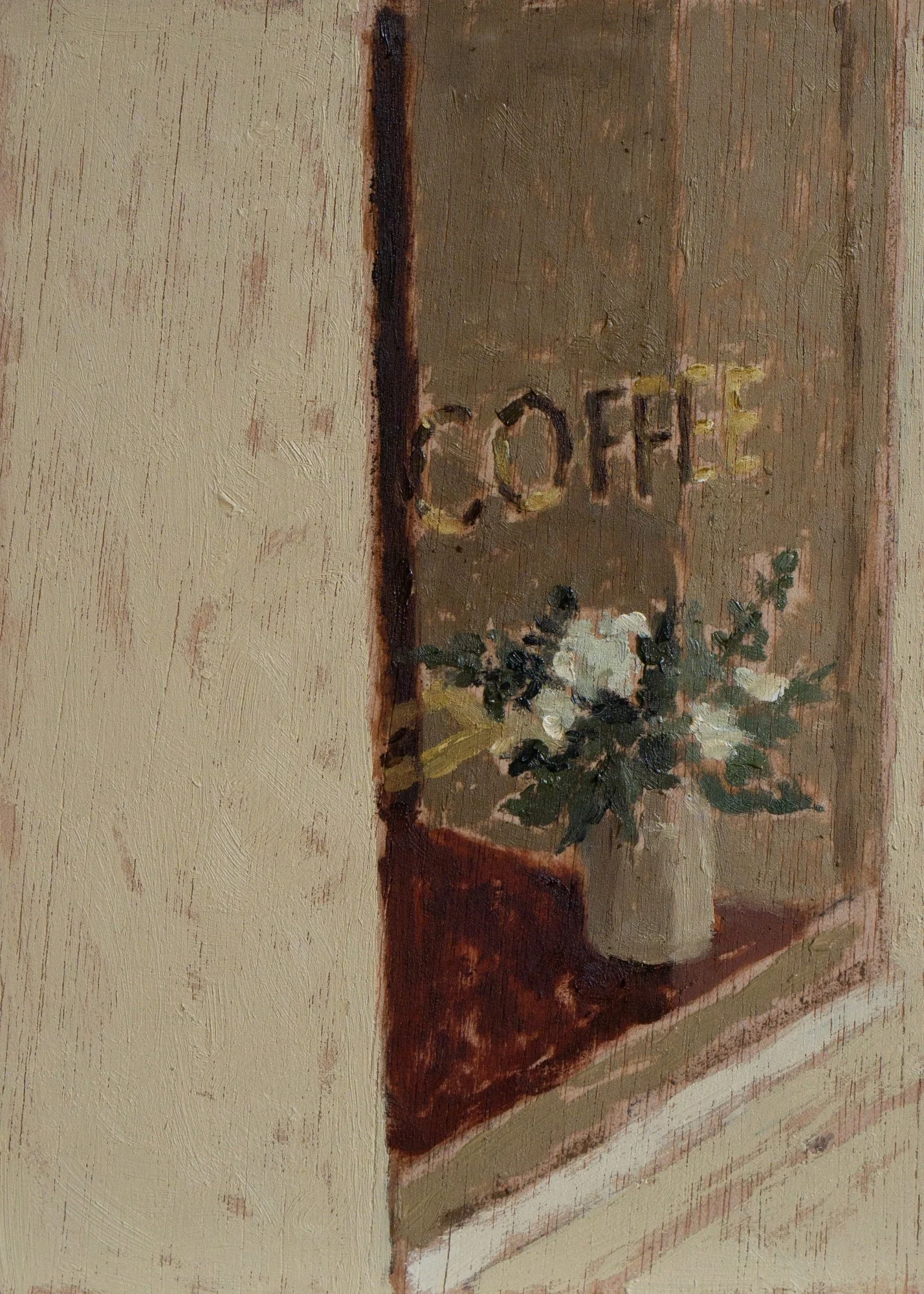 Lannan, coffee window -
oil on wood panel -
12.7 x 17.7 cm