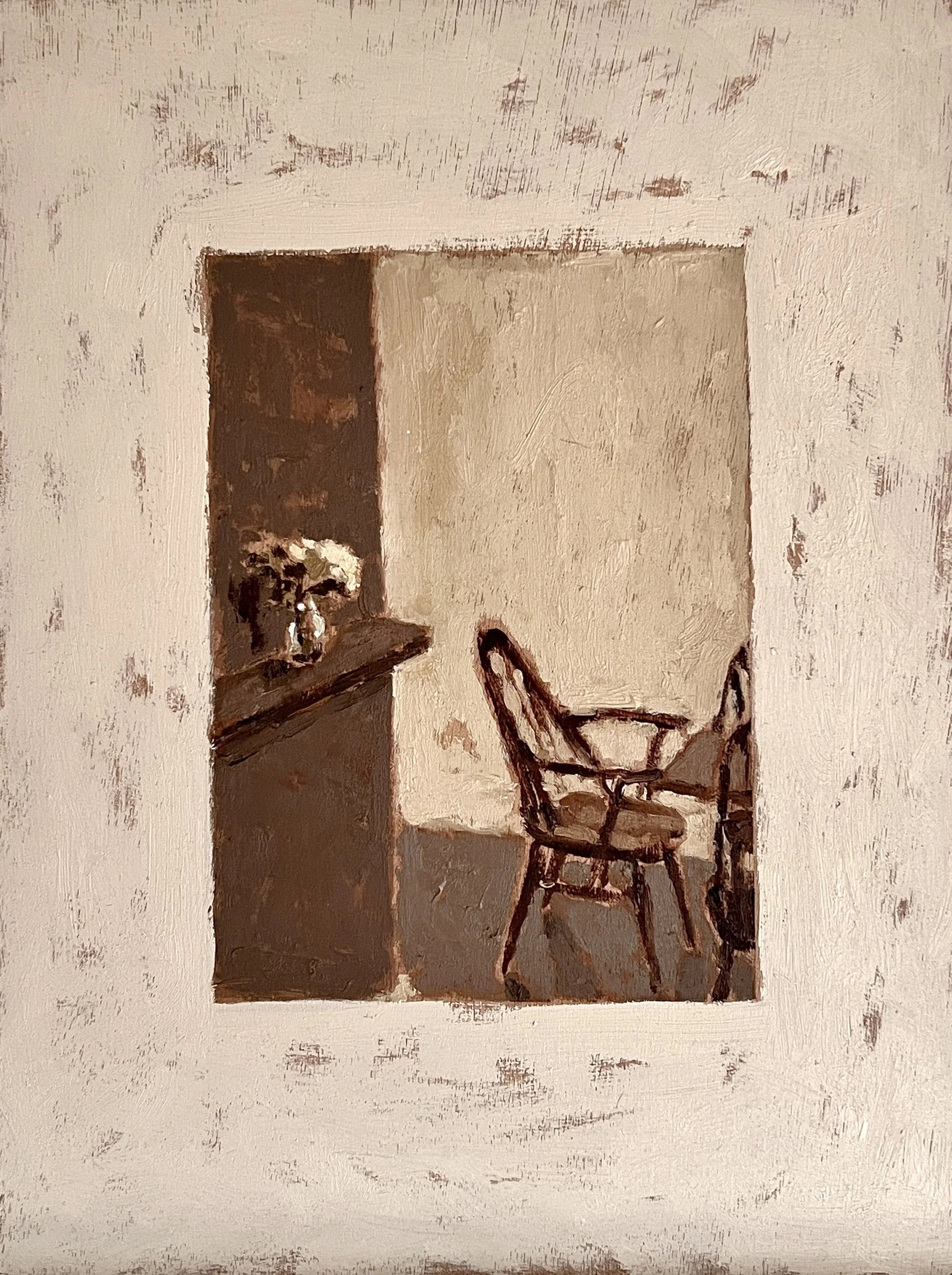 Spry, interior corner -
 13 x 18 cm -
 Oil on wood panel - sold 