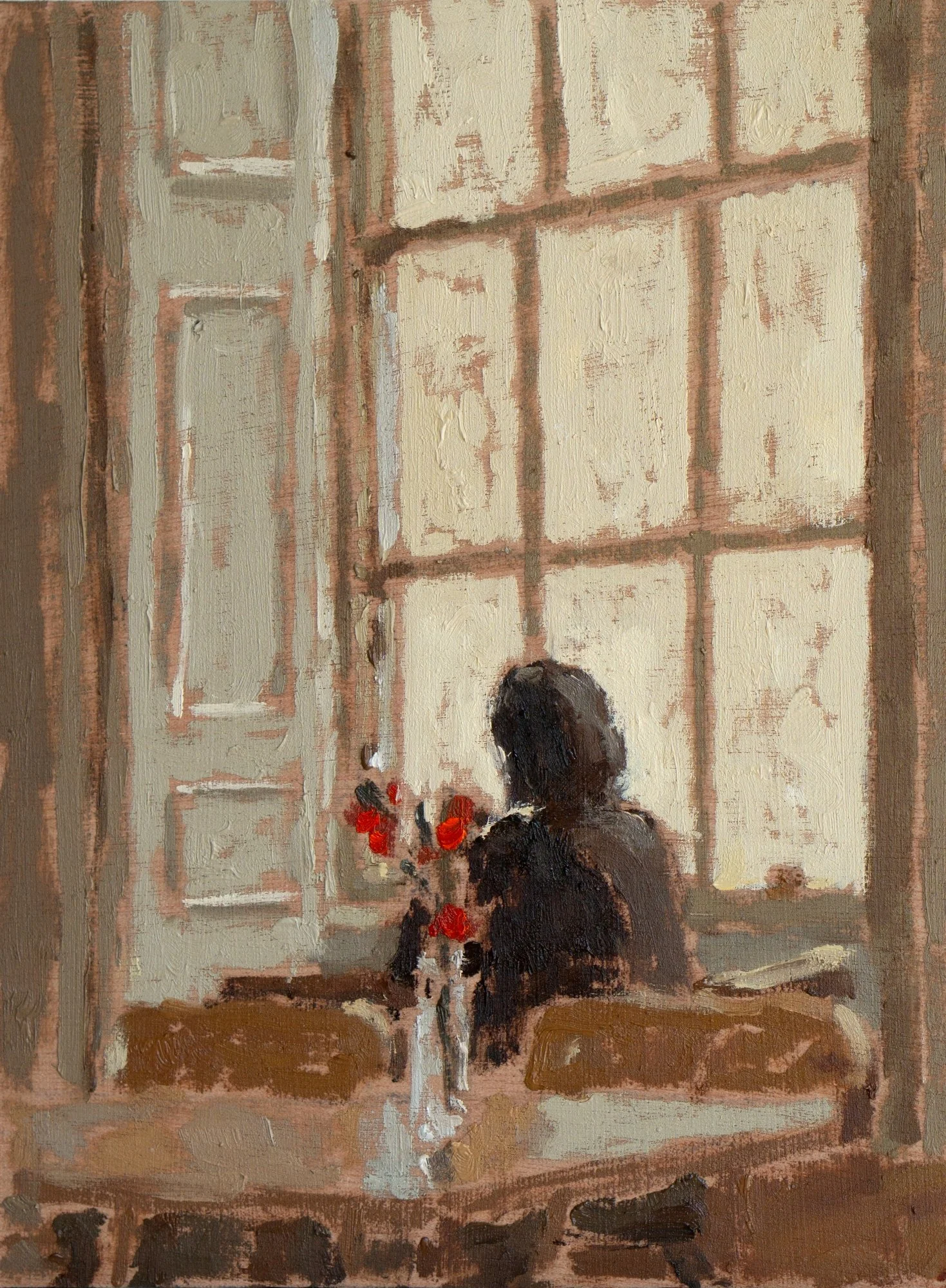 Seated by the window -
oil on wood panel -
15 x 20.2 cm