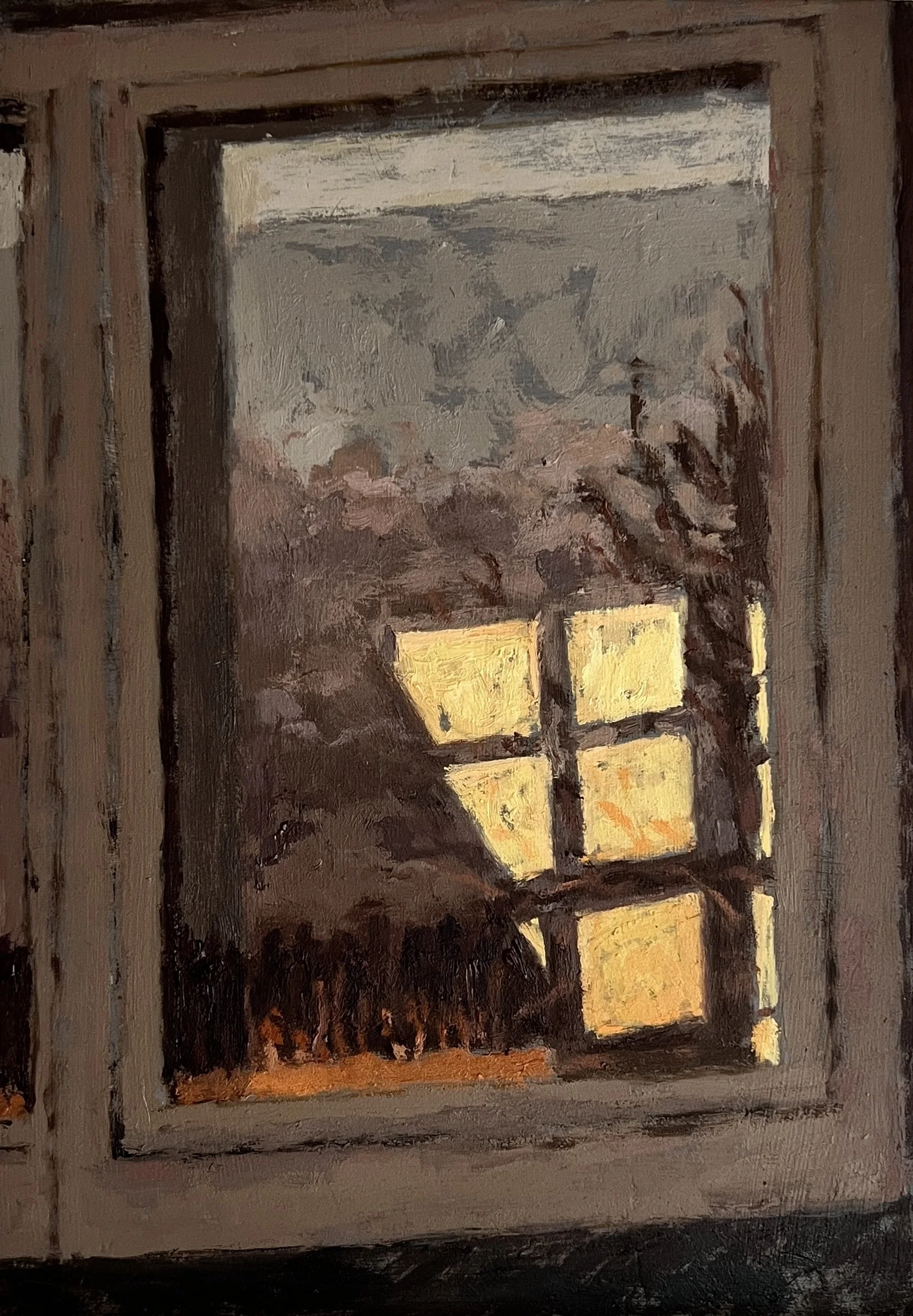 Studio window - oil on wood panel - 18 x 25 cm - available £400
