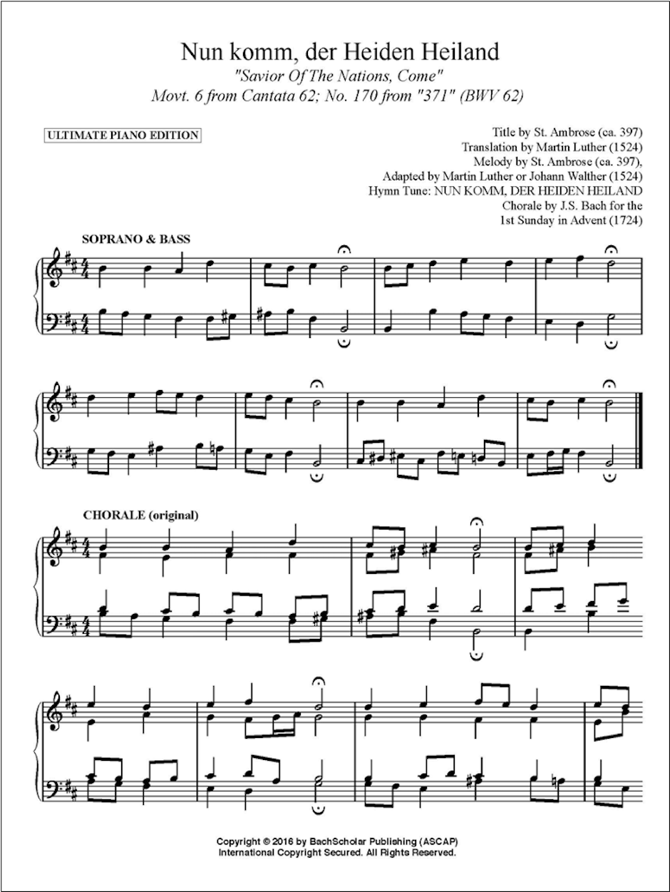 Nun komm, der Heiden Heiland (BWV 62) — BachScholar®