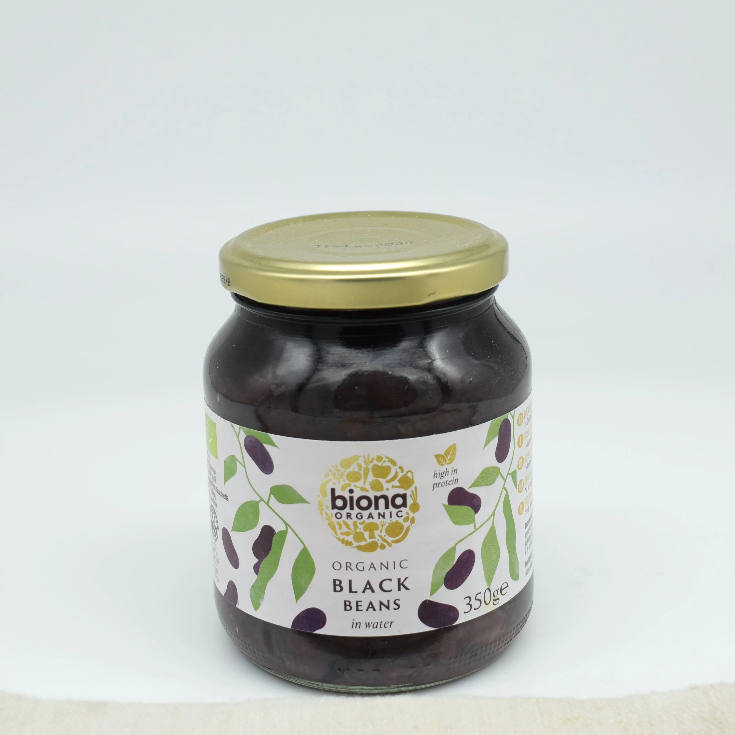 Biona organic black beans in glass jar 350g
