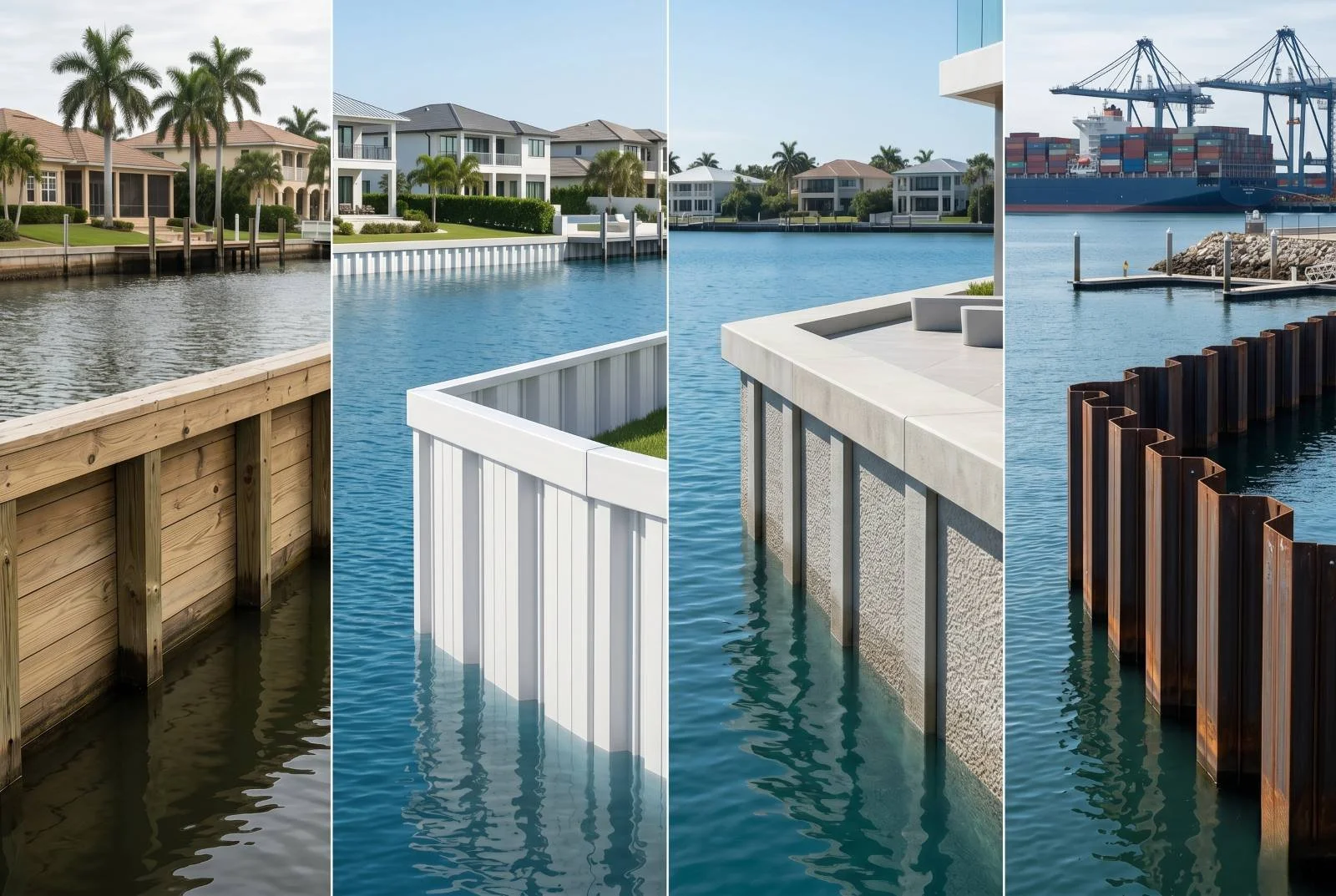 Wood vs Vinyl vs FRP vs Steel Seawalls: How to Choose the Right Option for Your Waterfront Property