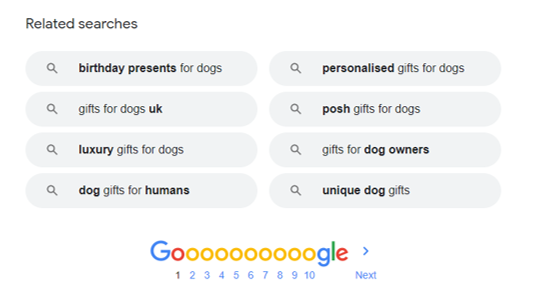 Image of Related searches that appears in Google SERP