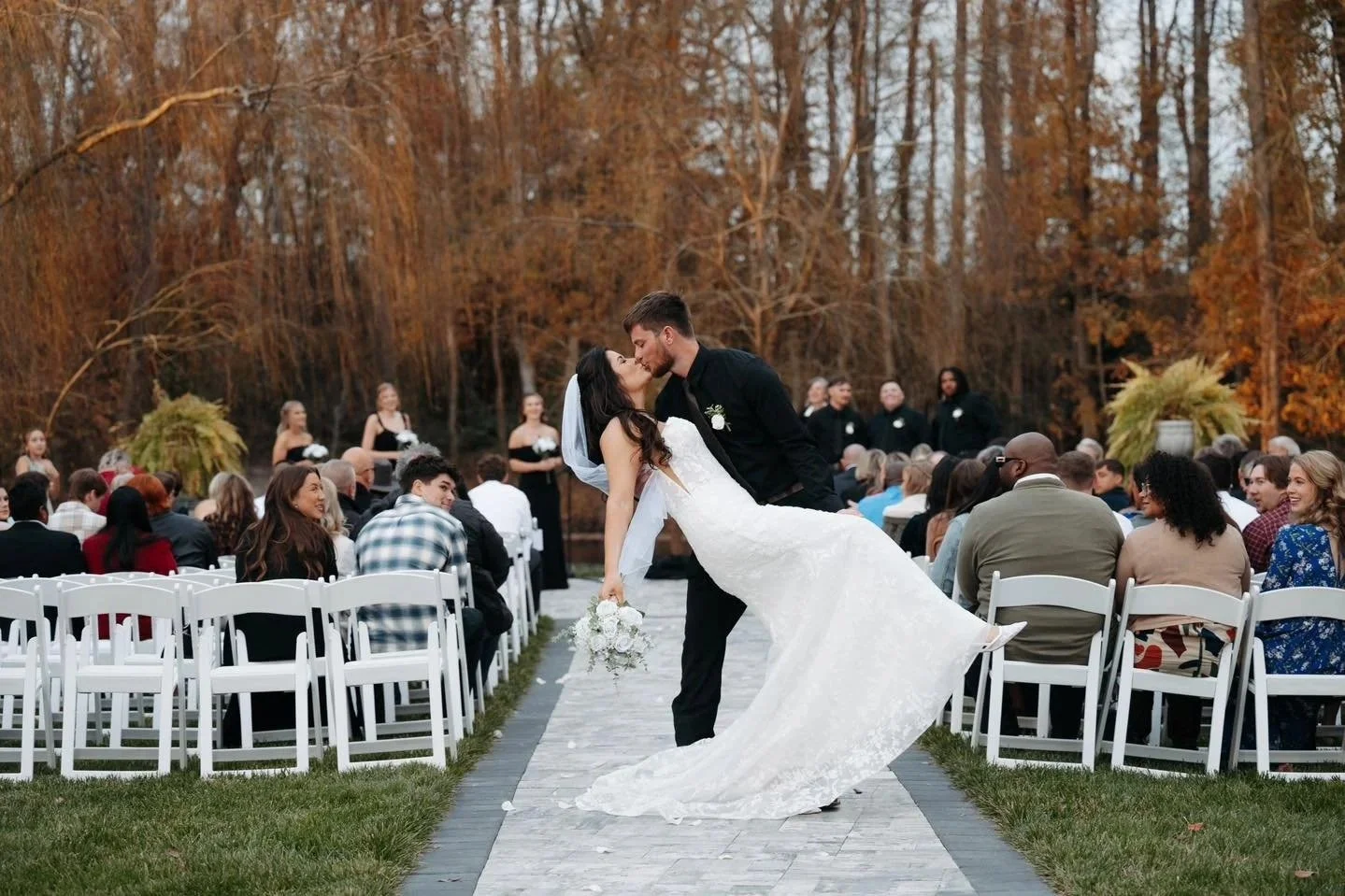 How a Wedding Flows From Pond Vows to Hall Dancing at a Bridgeville Wedding Venue