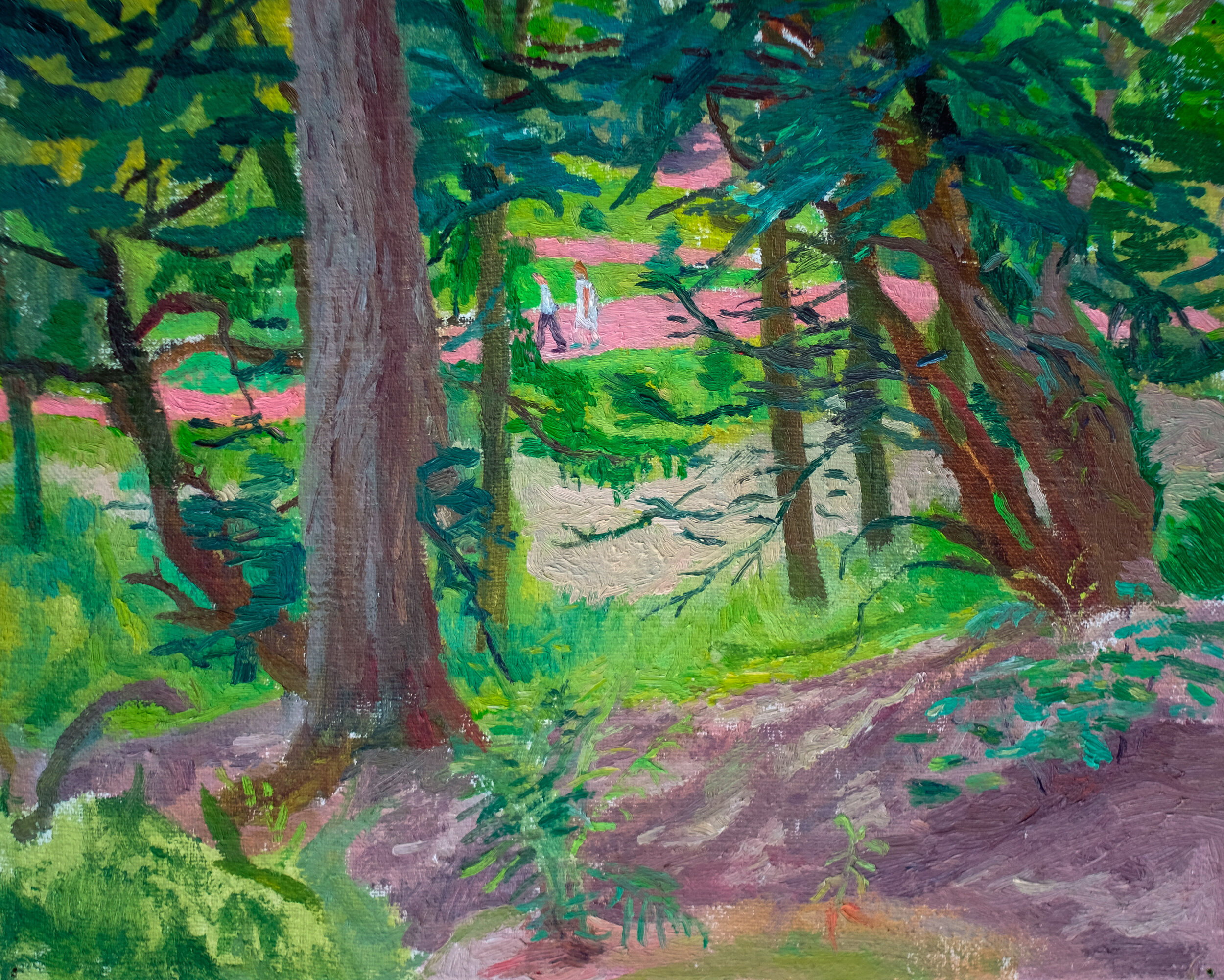 Woodland With A Pink Path & Figures, Ayrshire
