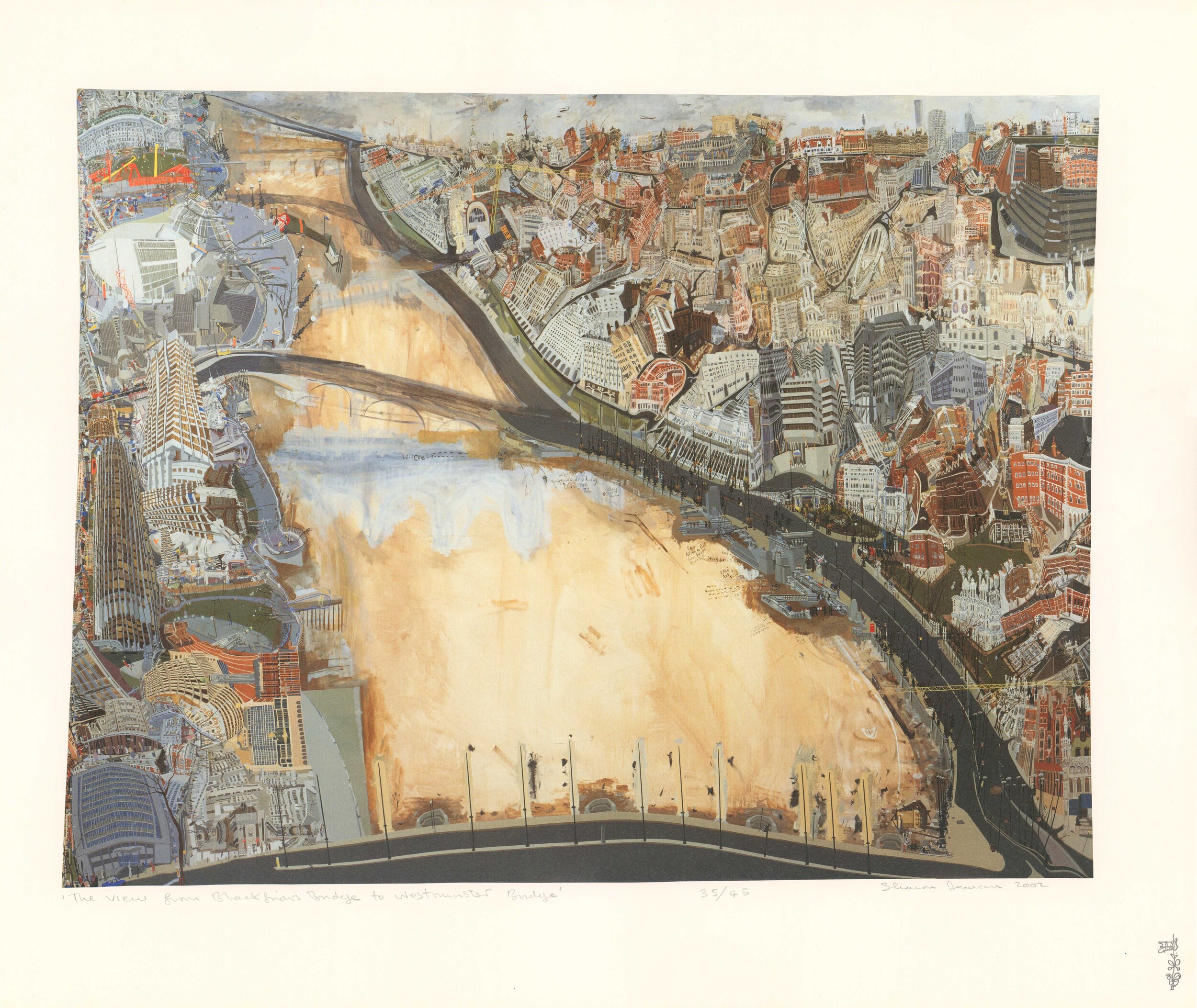The View From Blackfiars Bridge to Westminster Bridge) Full Colour Giclee Print) 49.5cm  x 59.5cm) 2002) Edition of 45 (edit — 1).jpg