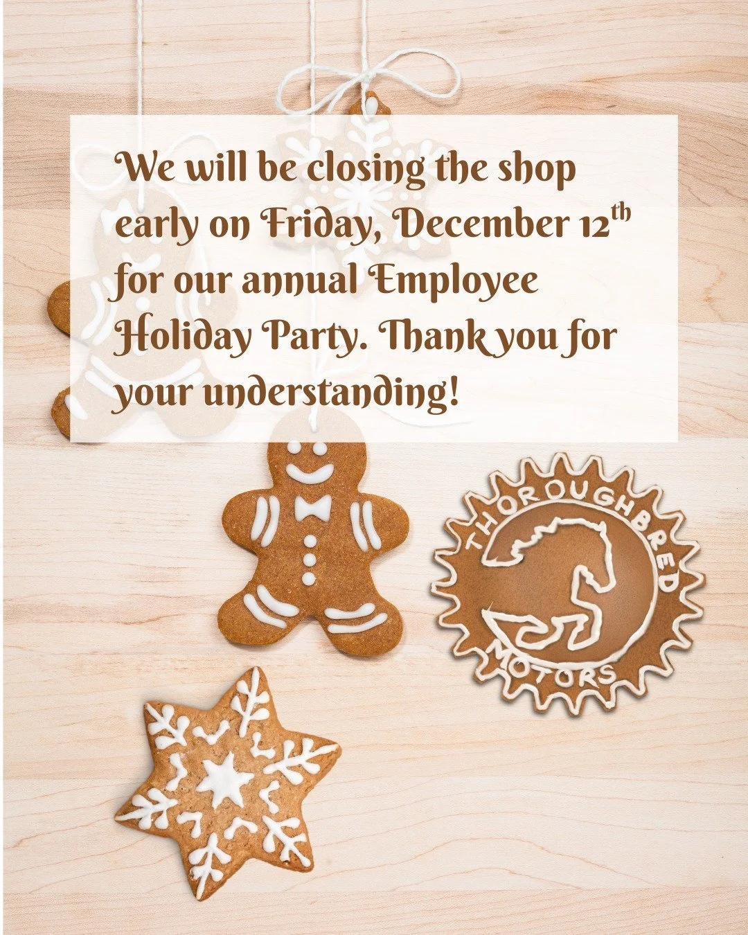 Just a quick heads up!

This Friday, we&rsquo;ll be closing at noon so our team can enjoy our Christmas employee party. 🎅🎉

Thank you for your understanding, we&rsquo;ll be back bright and early Monday!

#Christmas #Christmasparty #employeeapprecia