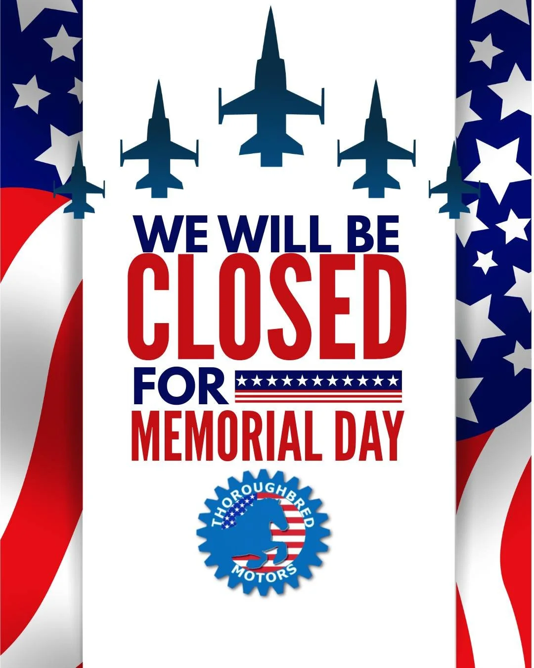 Just a quick heads-up to our valued customers: We will be closed on Monday, May 25th, in observance of Memorial Day. We will resume normal business hours on Tuesday, May 26th. Thank you! ❤️🤍💙