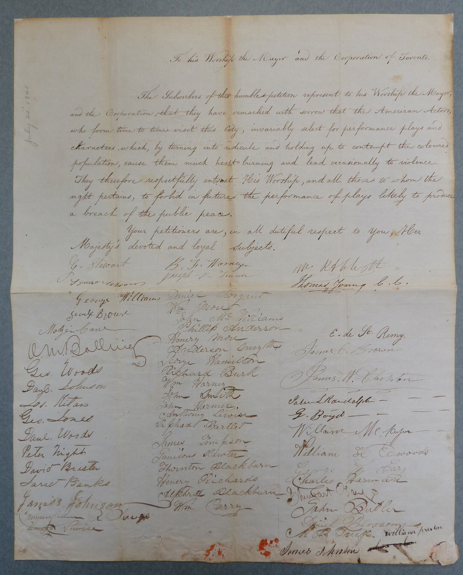 Petition, July 20, 1840