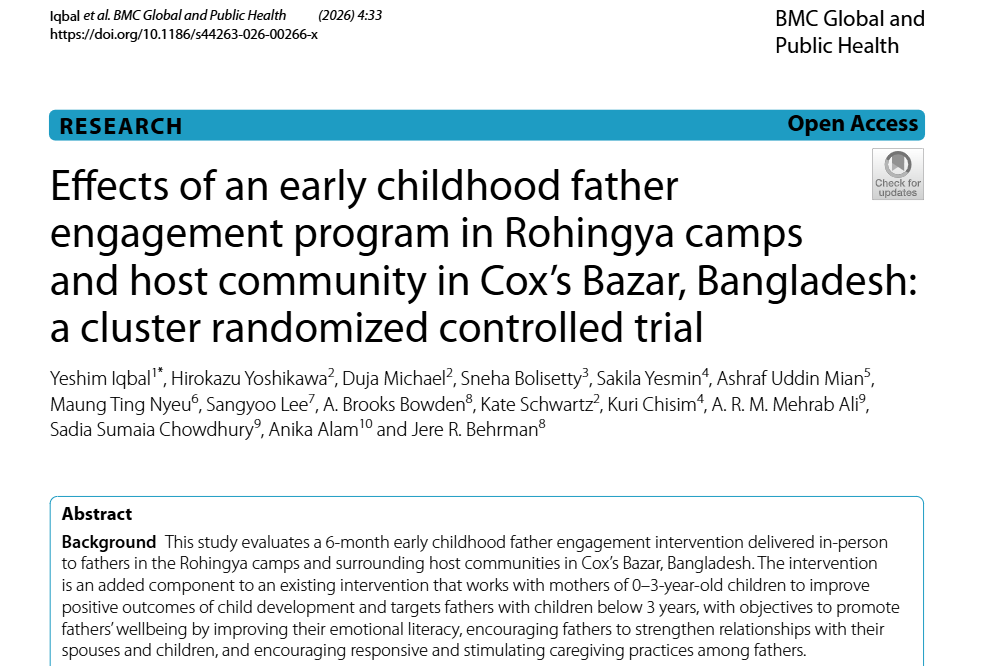 New publication on the effects of an early childhood father engagement program in Rohingya camps in Cox’s Bazar, Bangladesh