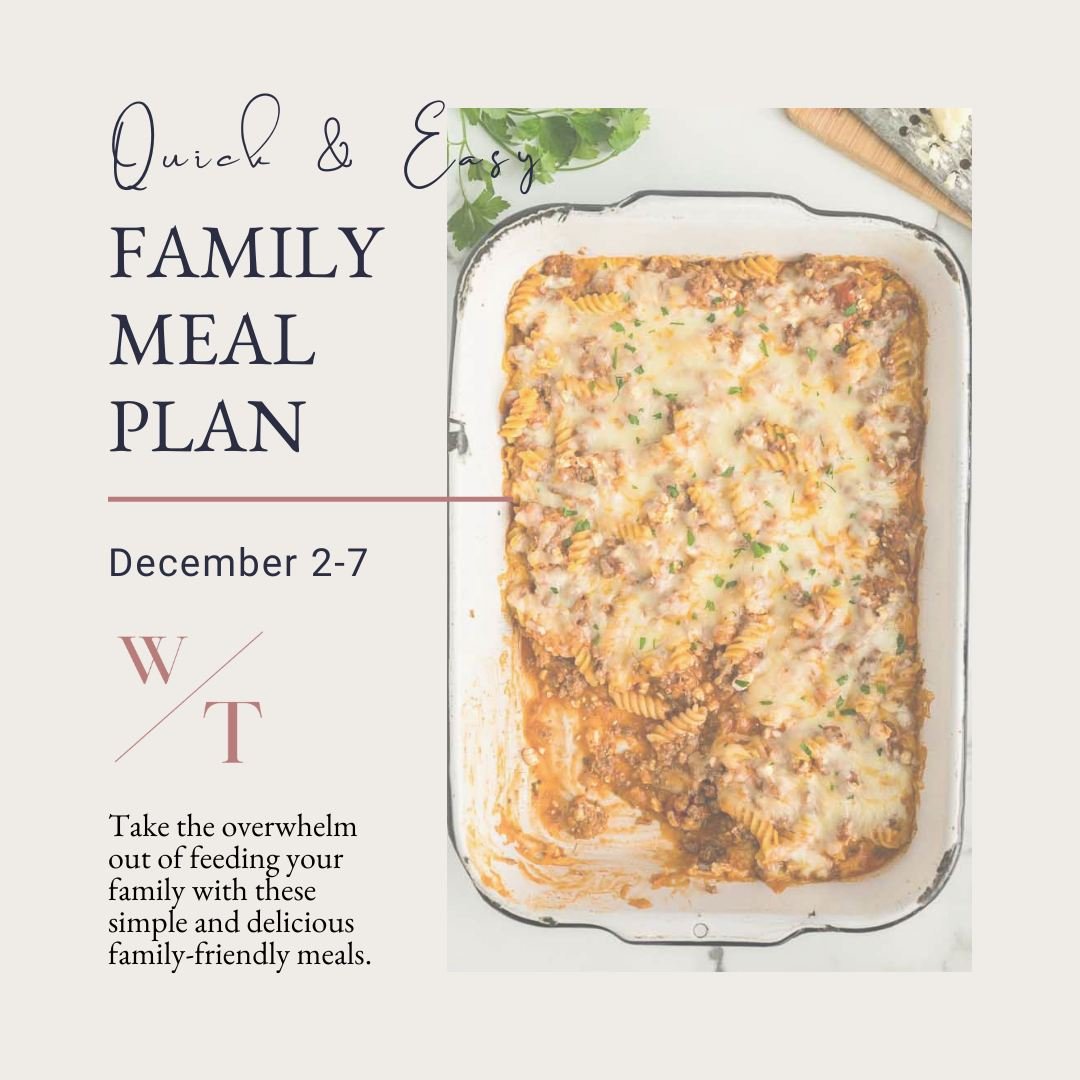 Is your schedule picking up, too?

Can you believe we are planning meals for DECEMBER already??? As we move into the Christmas season, we are finding that there are some extra activities being added to our schedules. Everything from team photos, to C