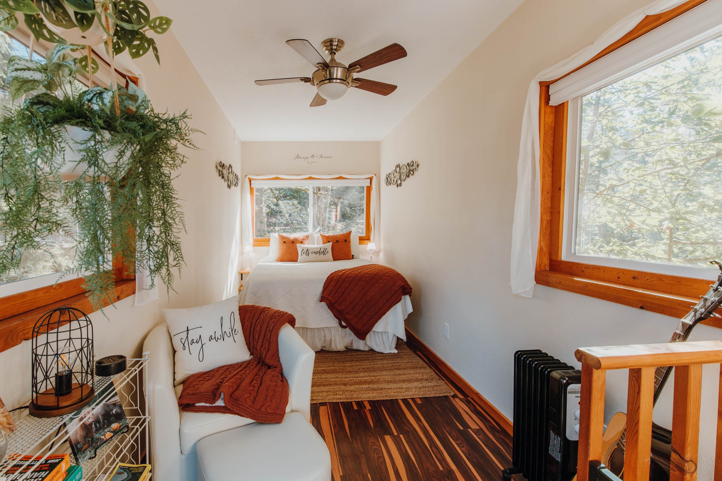 The Container Home's second-floor bedroom.