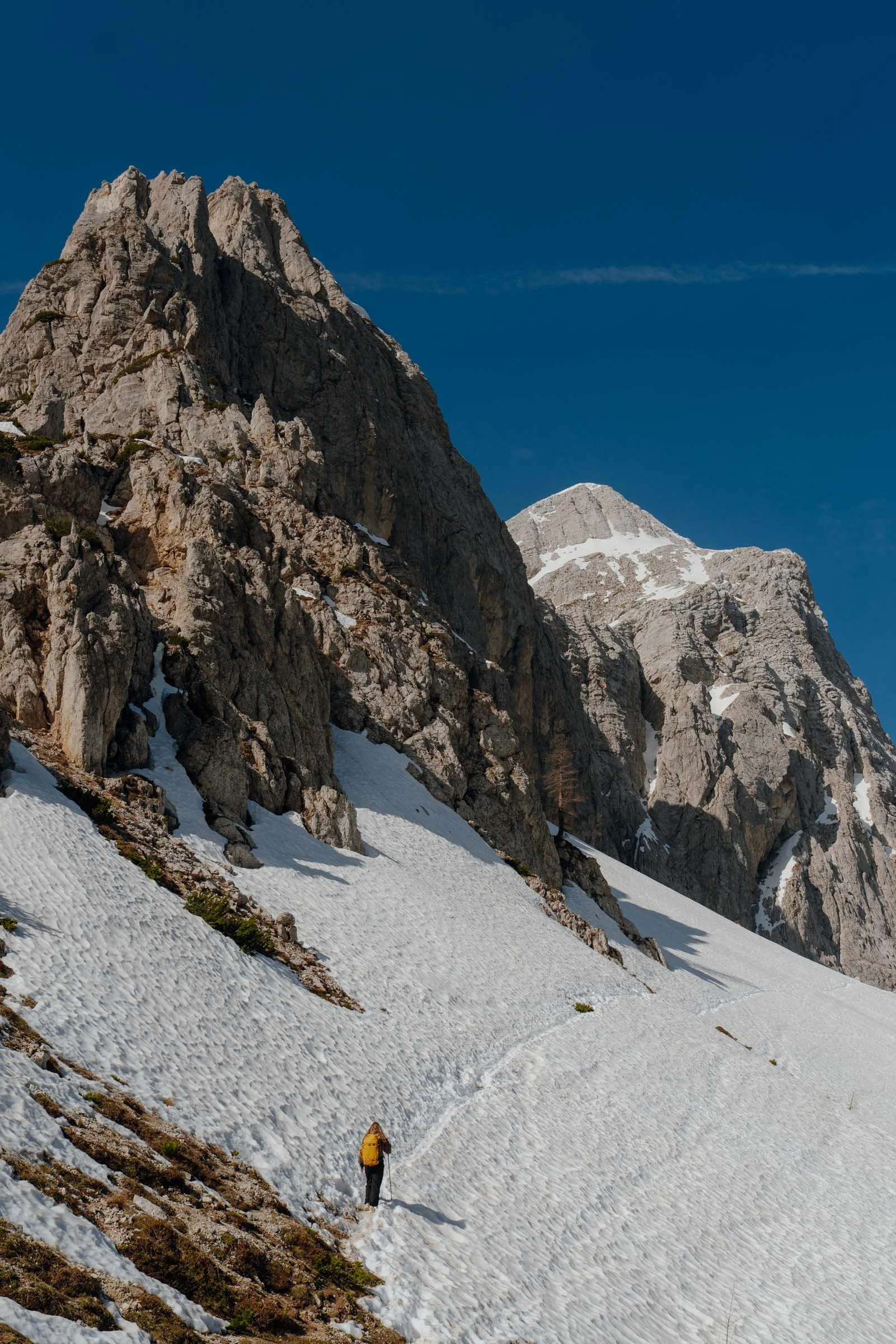 Hiking up to Slemenova Špica, Alpe Adria Trail, Slovenia