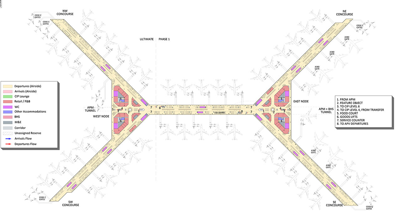 Terminal floor plan within 2030 Master Plan for HKIA