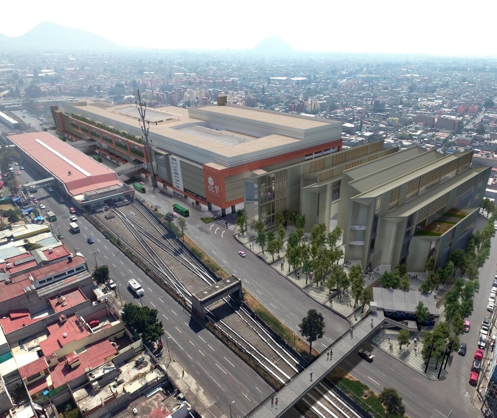 Aerial view rendering of the CETRAM building