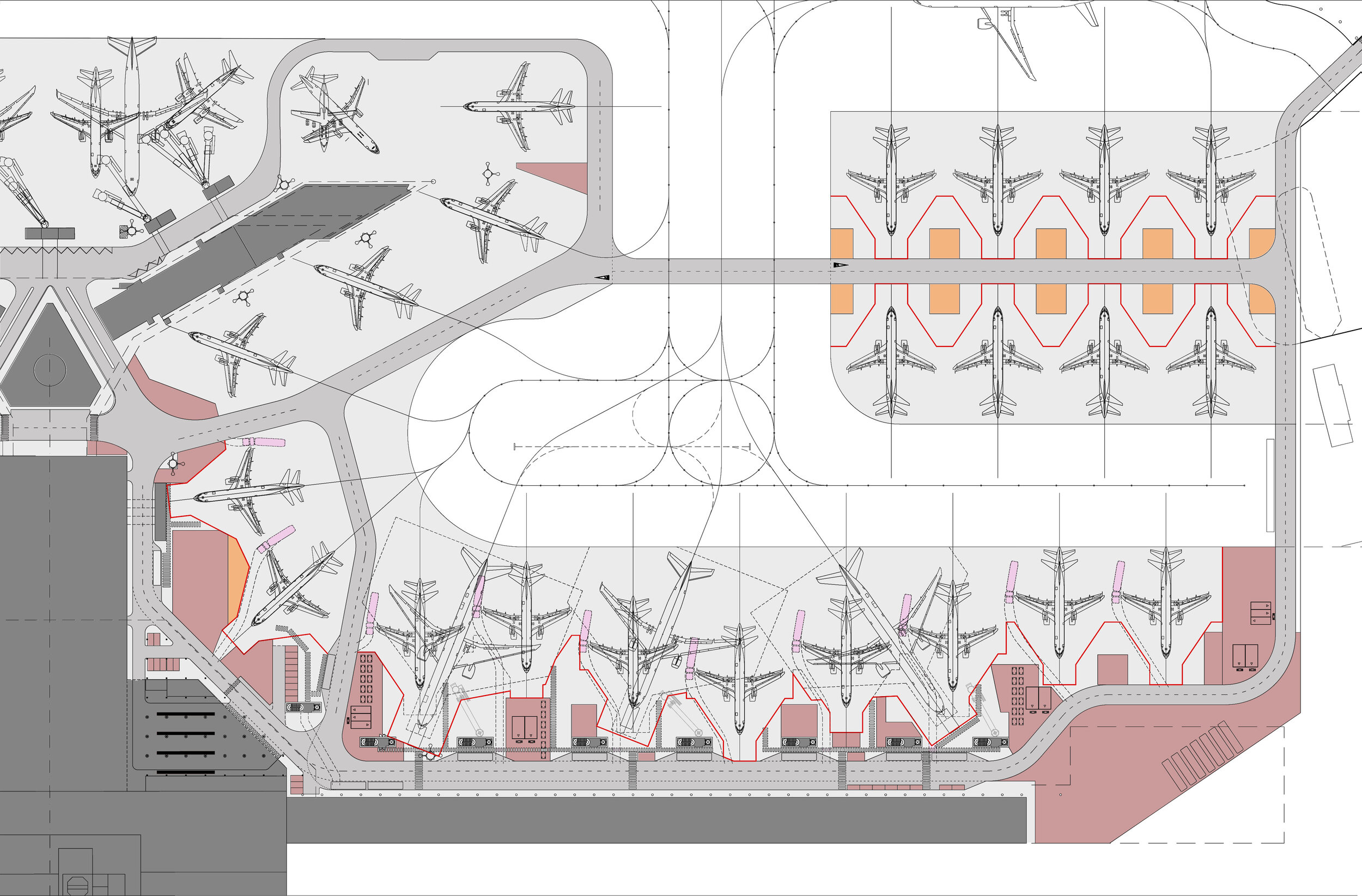 Floorplan of the airside after the extension at the EuroAirport