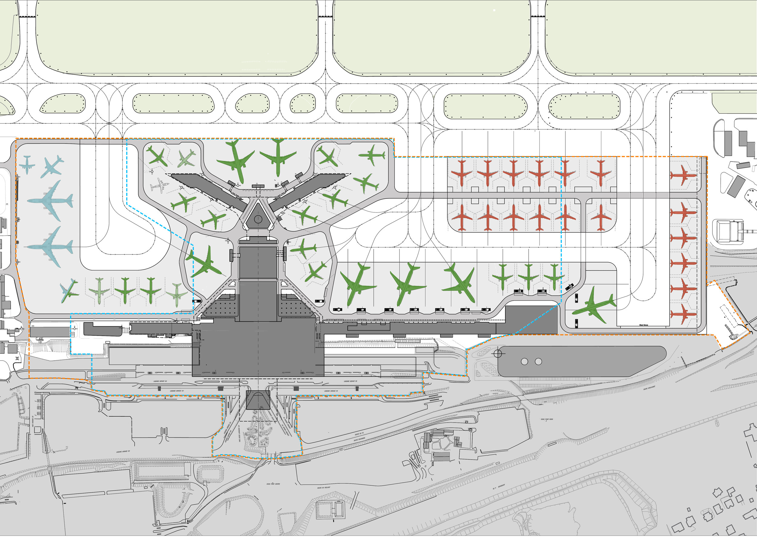 Floorplan of the extended passenger terminal at the EuroAirport