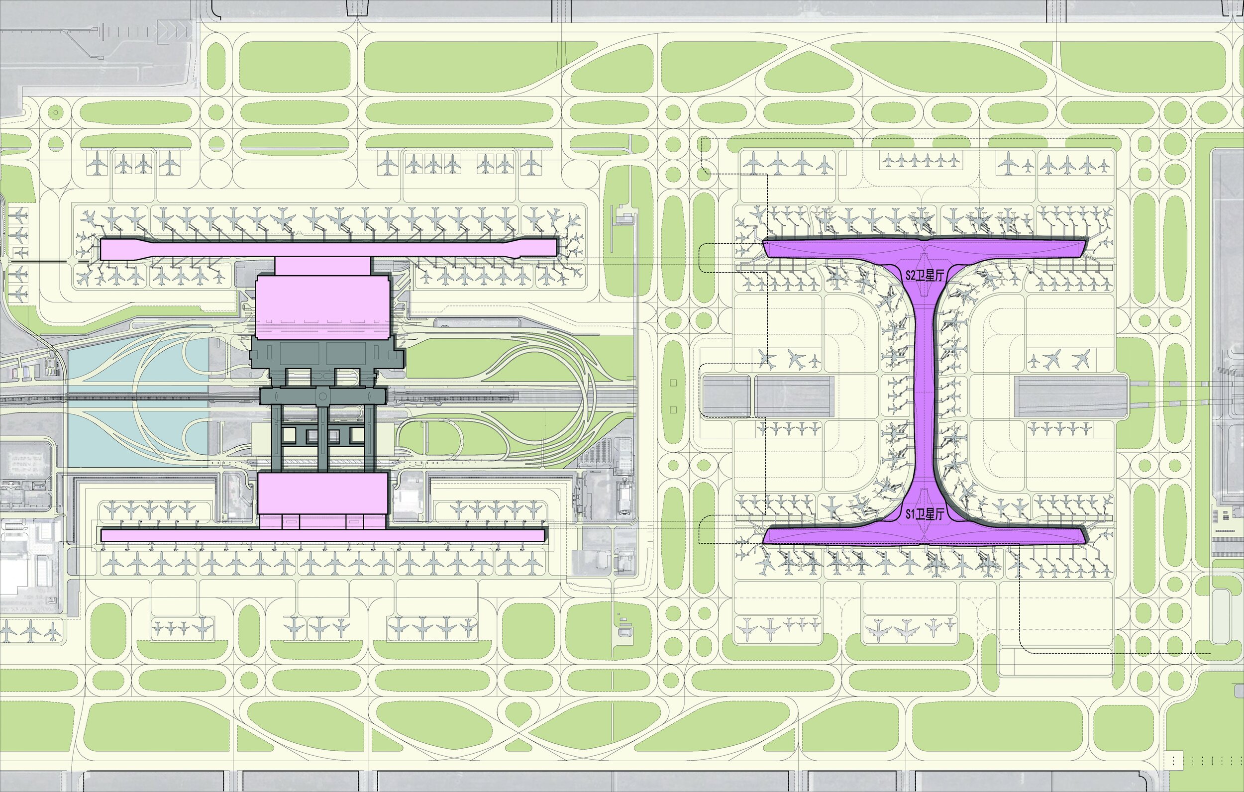 Site plan the Satellite Concourse at Shanghai International Airport