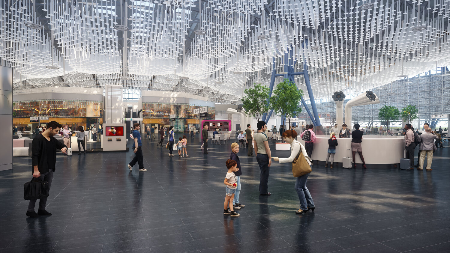 Rendering of the interior of TPE T3 by RSHP