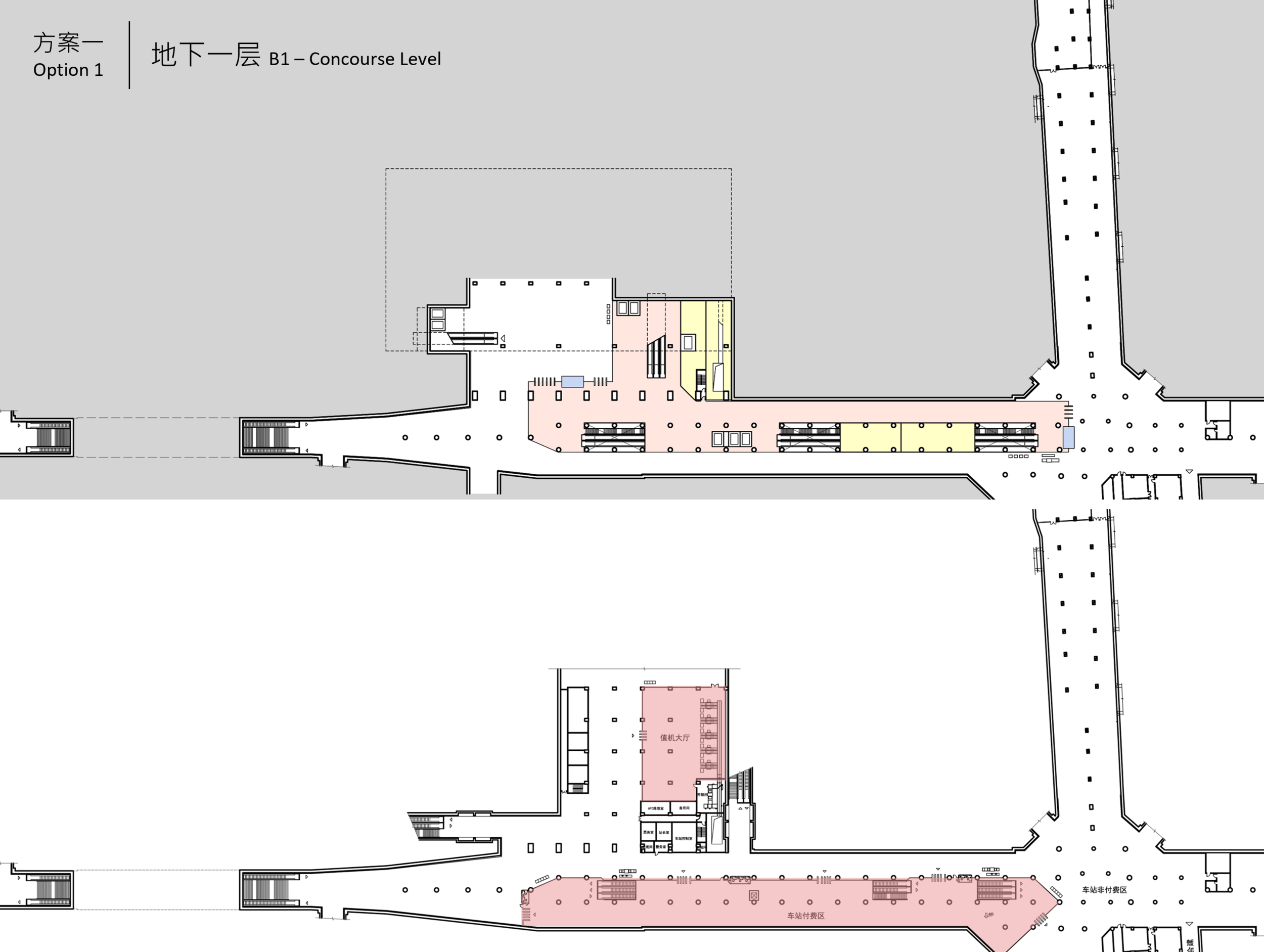 Floor plans of one of the alternatives for the Terminal