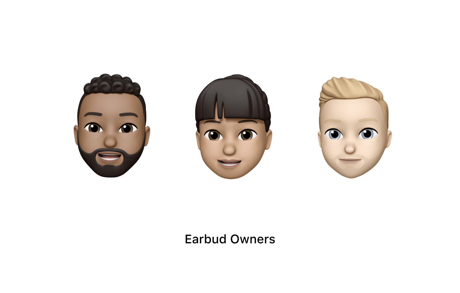 Earbud owners represented as Memojis