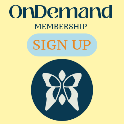 OnDemand membership sign-up page featuring a butterfly logo and a prominent 'Sign Up' button.
