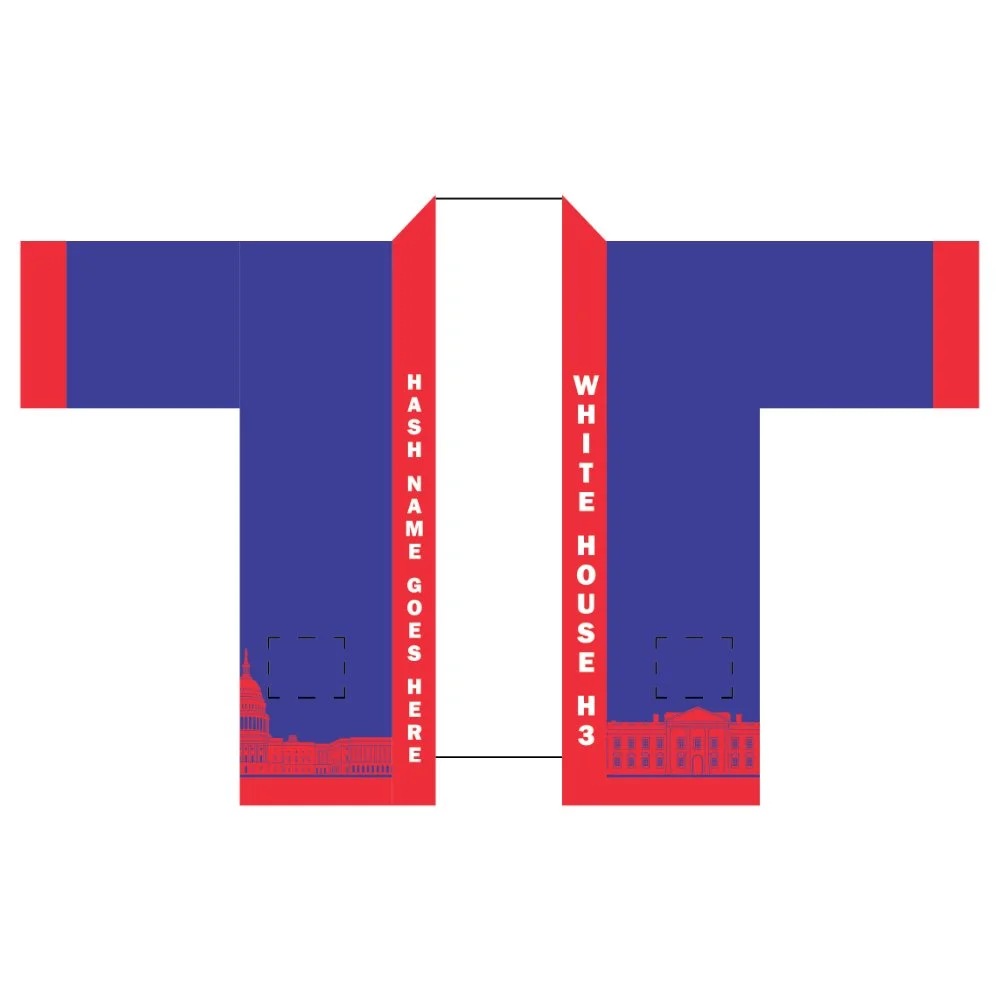 White House H3 happi coat front for hashing.
