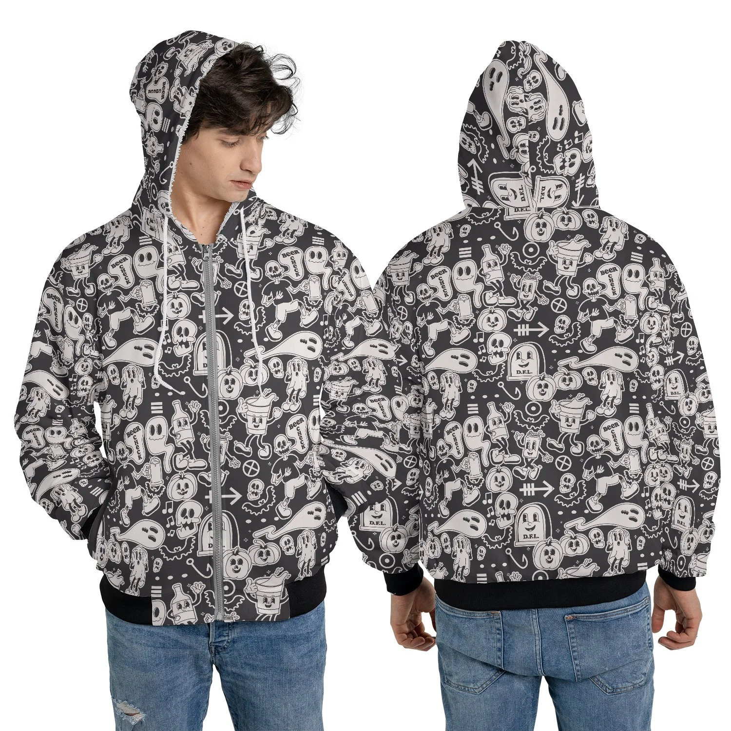Retro Hashoween Fleece Zip Hoodie