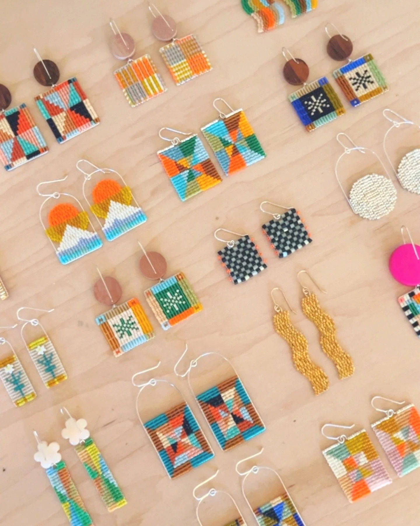 A tiny tiny portion of the earrings coming with me this weekend to @doubleshovelciderco ! See you Sunday from 12-5pm!

If you can&rsquo;t make it, everything I have left will be online 12/17 at noon AKST &hearts;