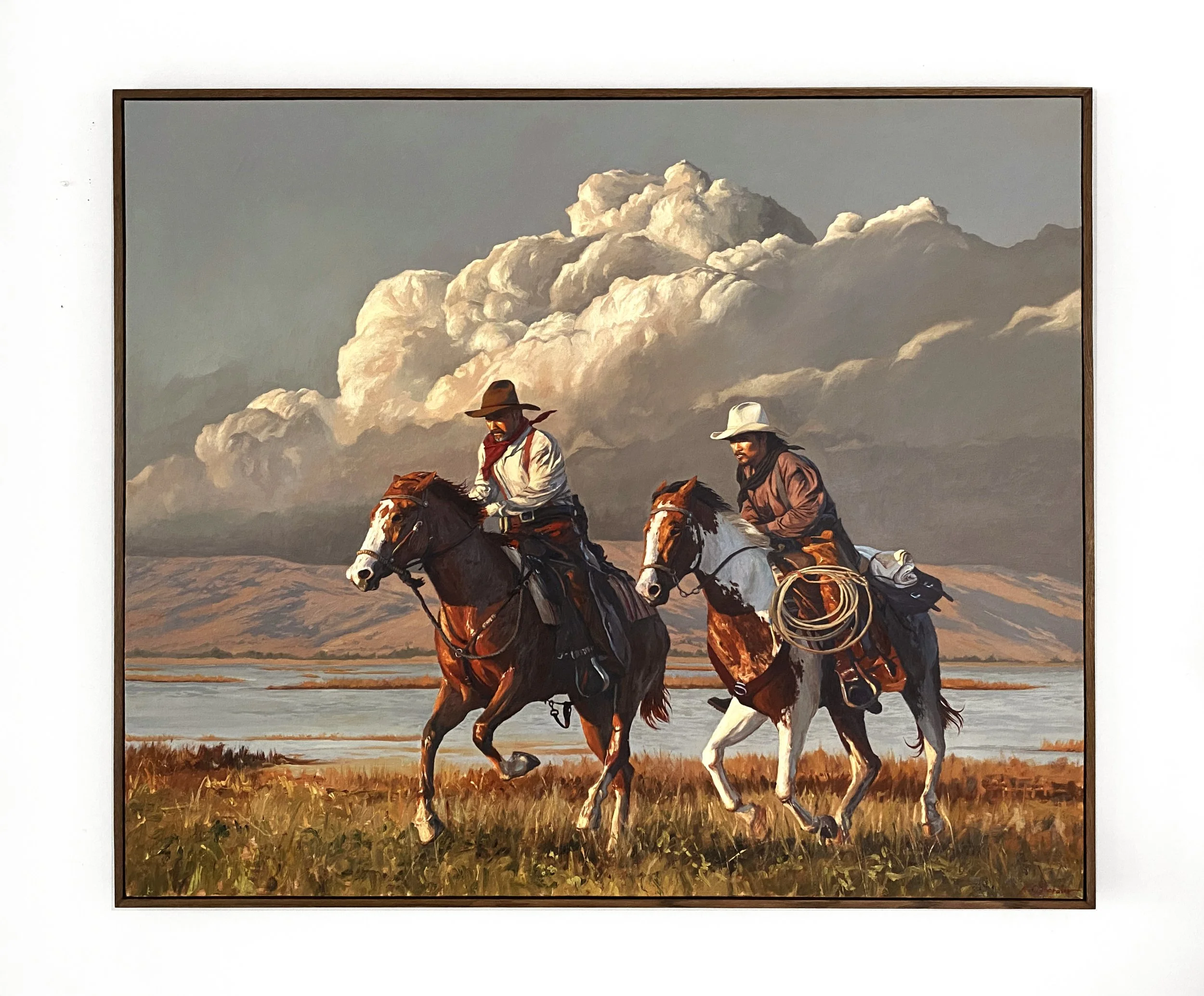 "Riders At Last Light" 50x58, Oil on canvas, Commissioned Piece, 2025