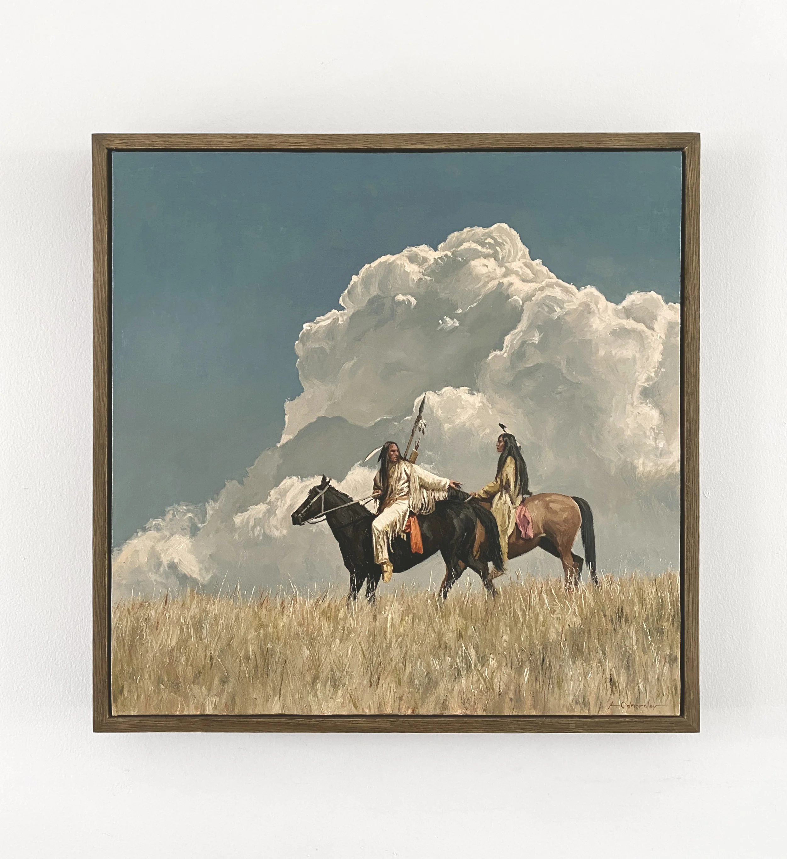 "The Lesson" 20x20, Oil on canvas, Oak floating frame, 2025. Sold