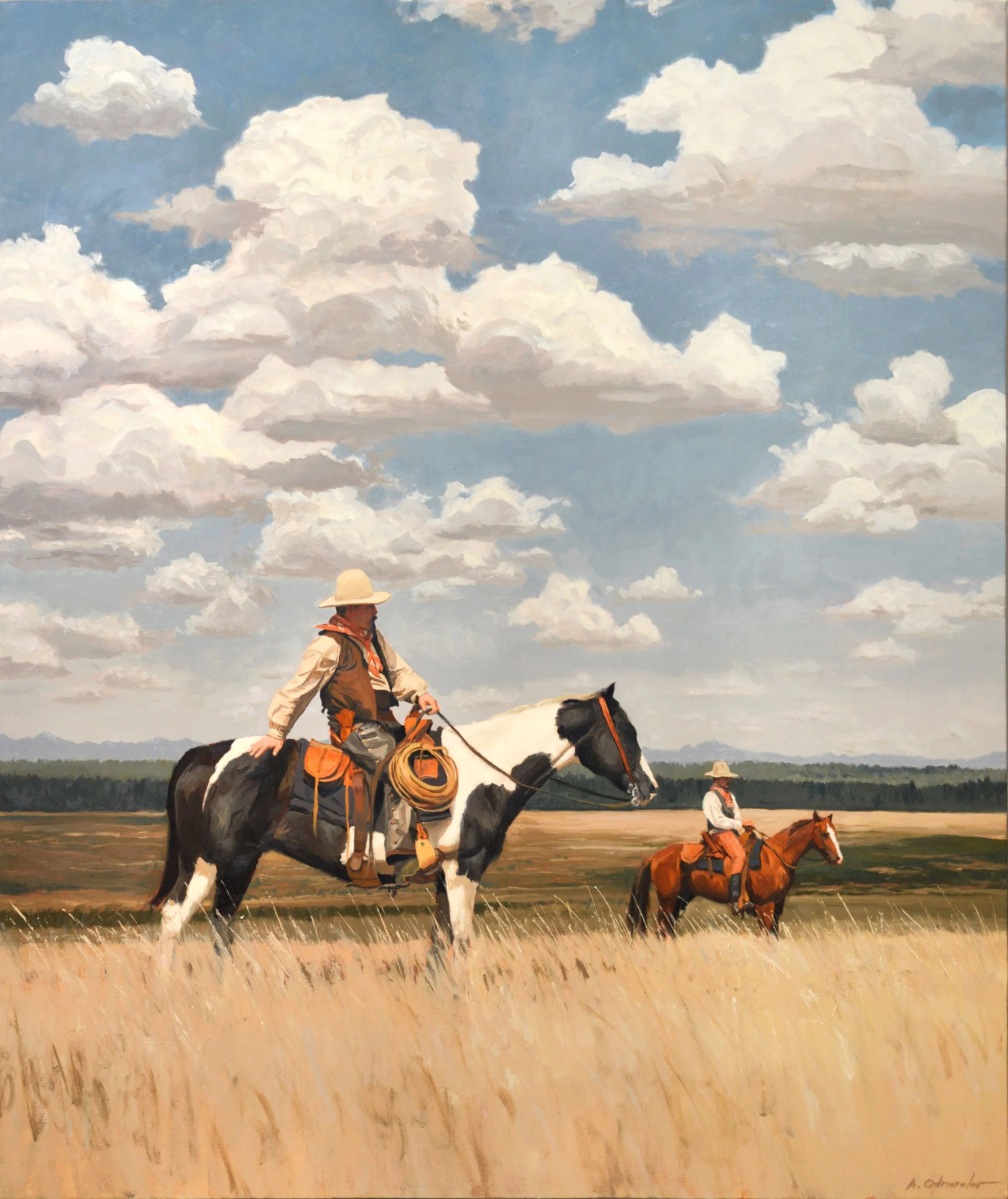 "On The Lookout" 30x36, Oil on canvas, 2026 (Will be made available at Young Guns Coors Western Art Show January 2027 )