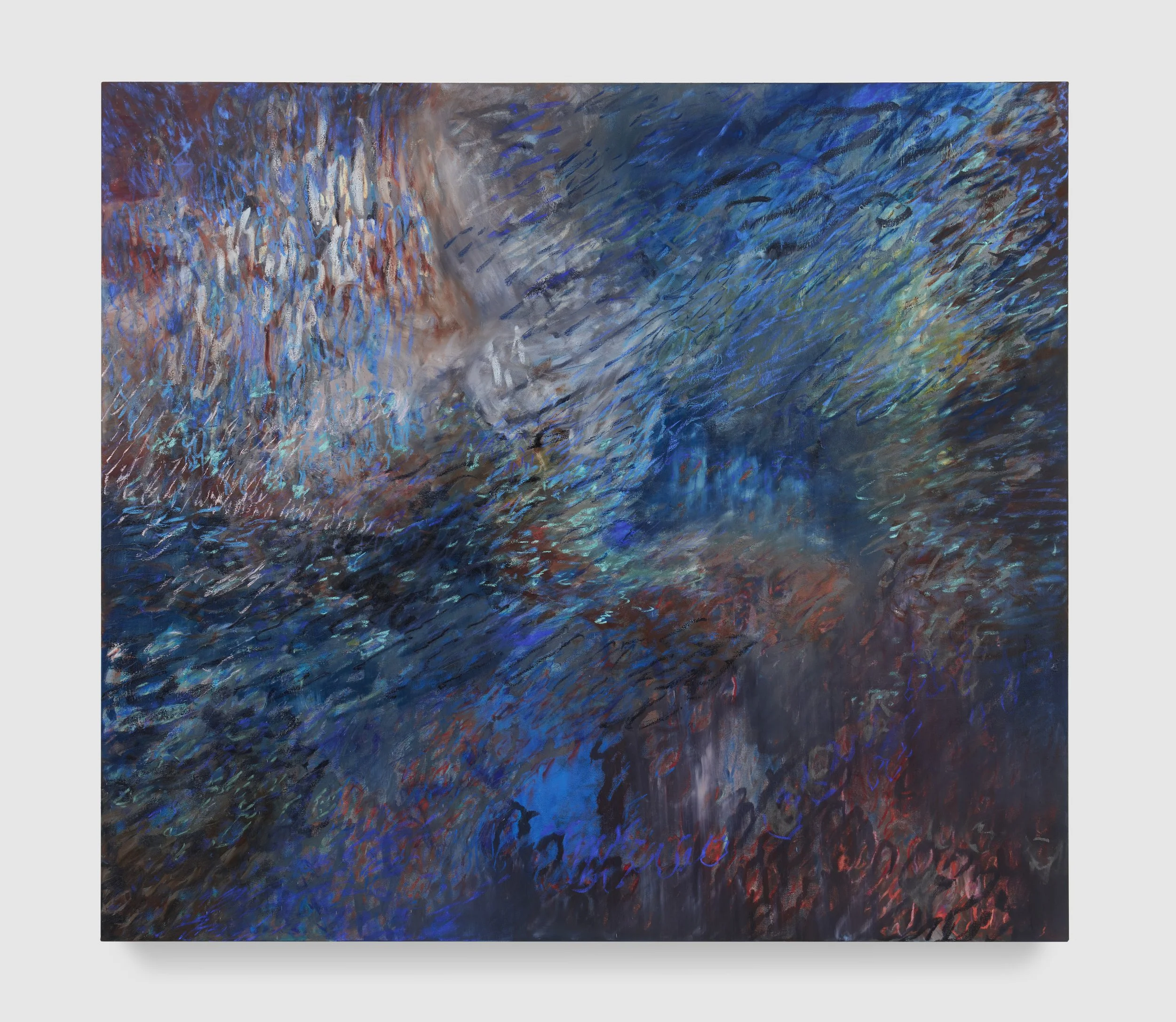 Installation view of Sarah Martin-Nuss’s paintings in Land Marks, a group exhibition at Pace Gallery Los Angeles, 2025.