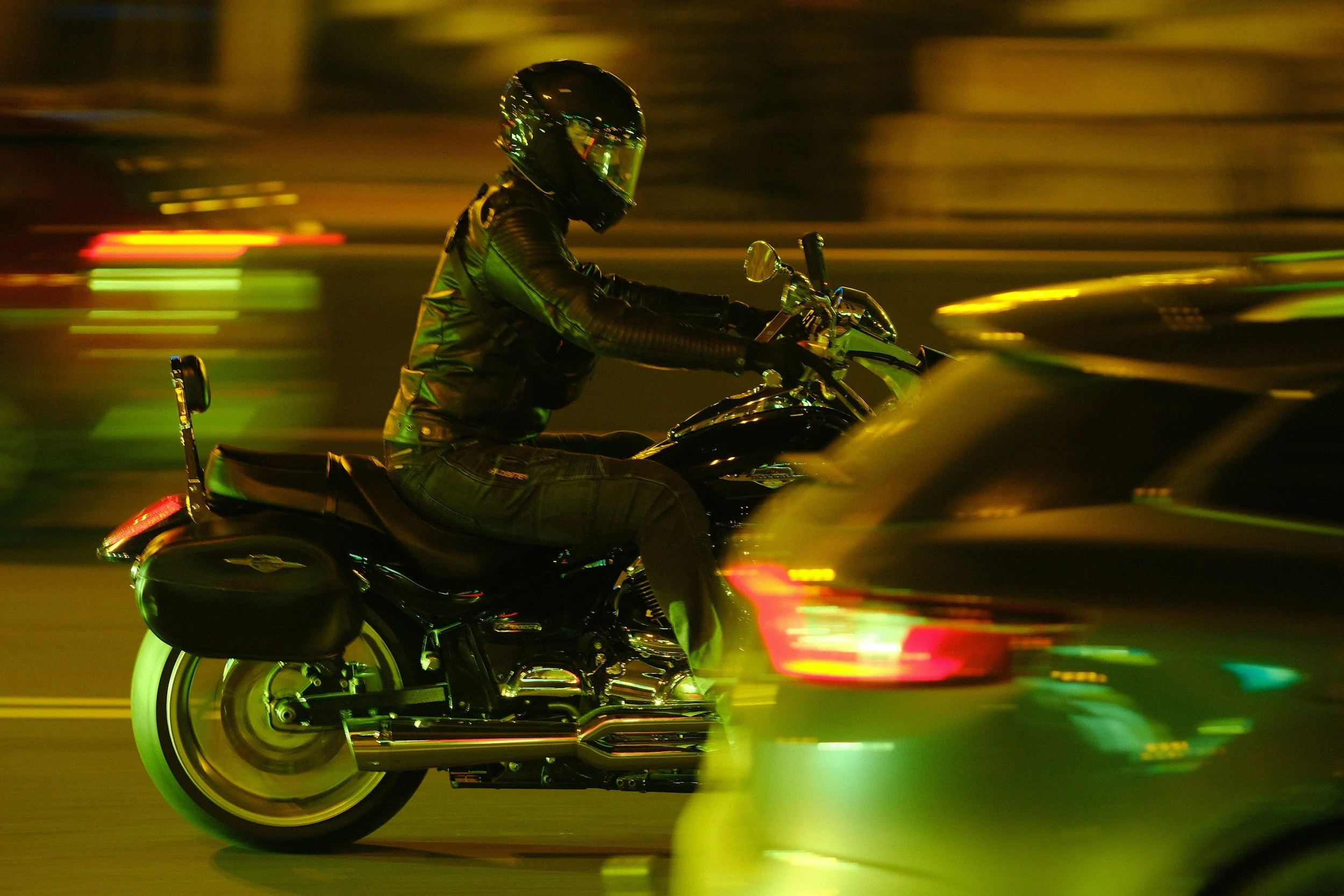 Motorcycle rider traveling on a South Florida road