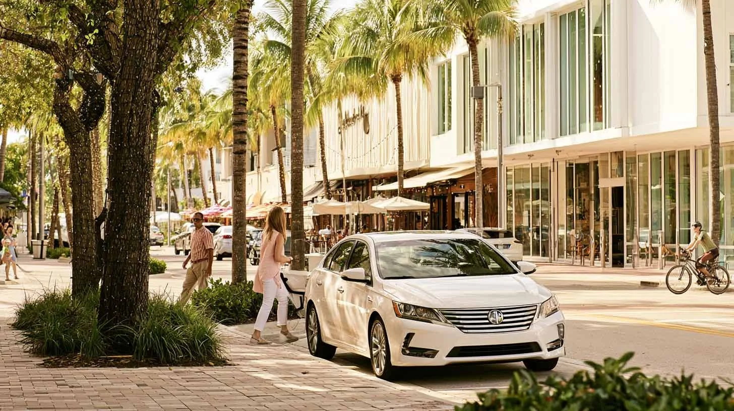 Passenger entering a rideshare vehicle in Boca Raton